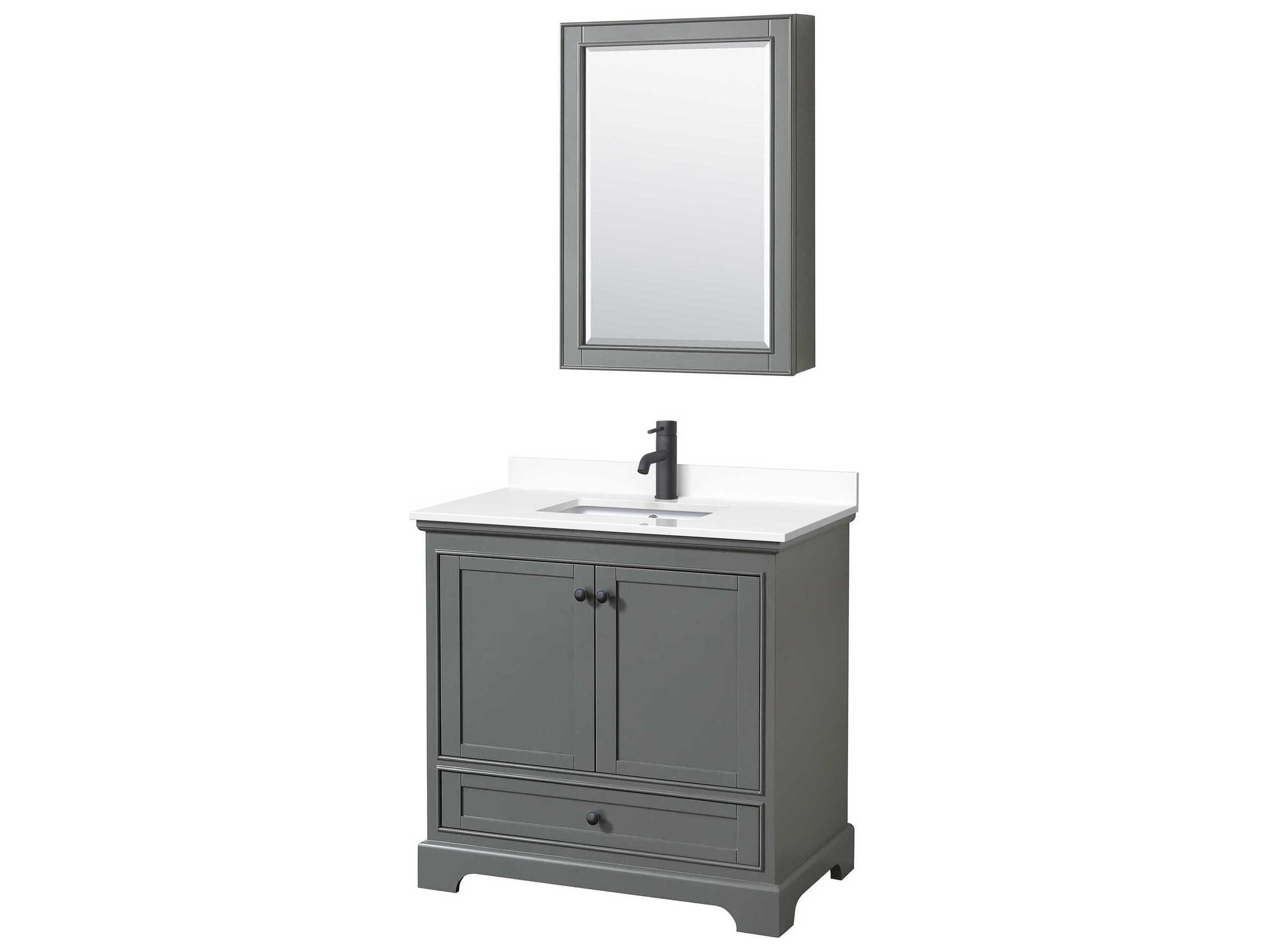 Wyndham Collection Deborah 36" Dark Gray Vanity with Medicine Cabinet