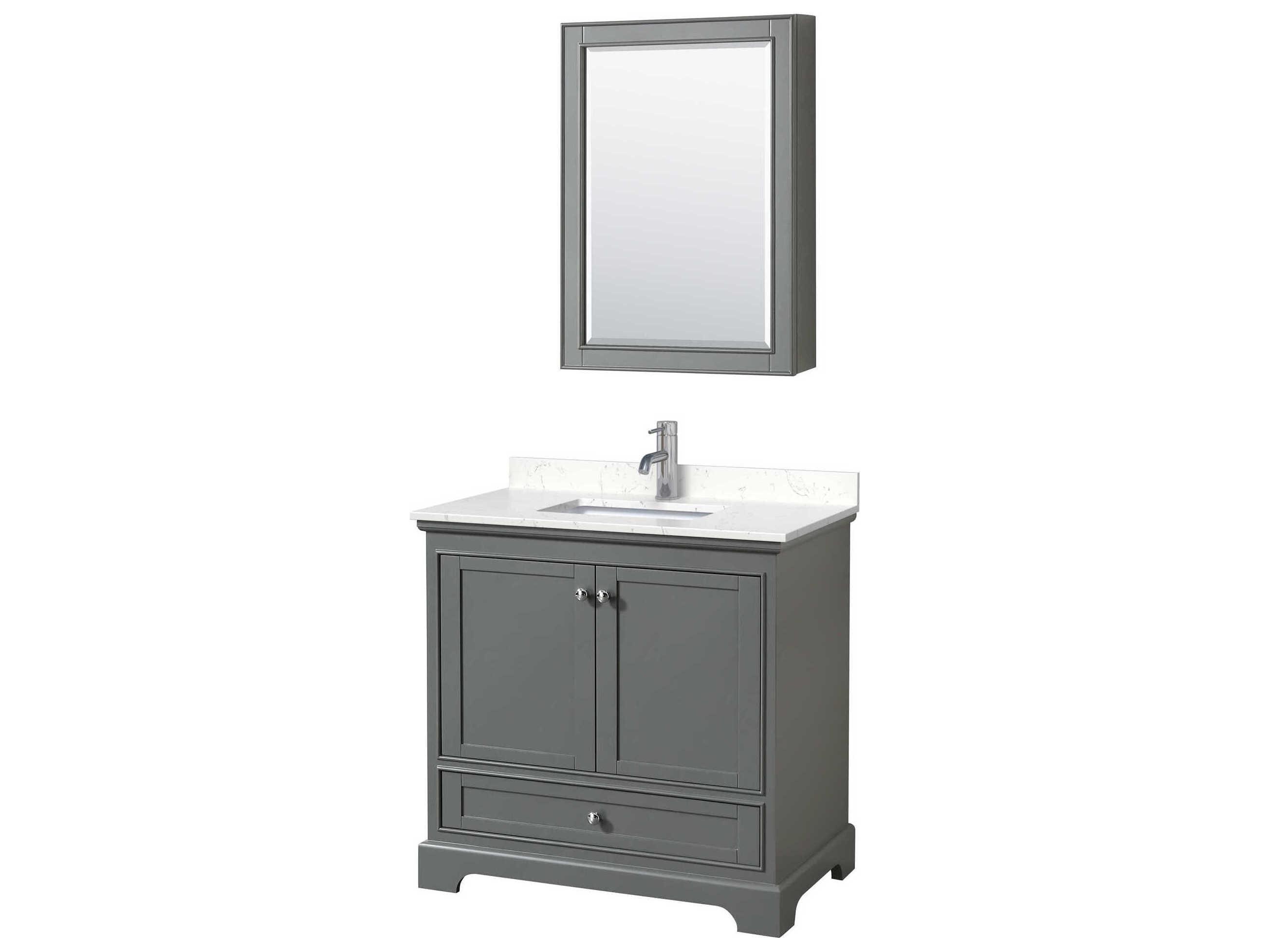 Wyndham Collection Deborah 36" Dark Gray Vanity with Medicine Cabinet