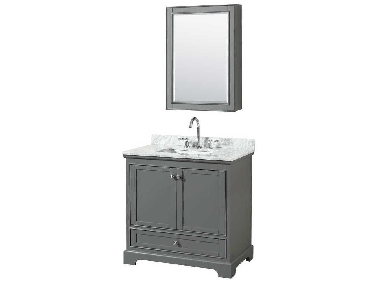 Wyndham Collection Deborah 36" Dark Gray Vanity with Medicine Cabinet