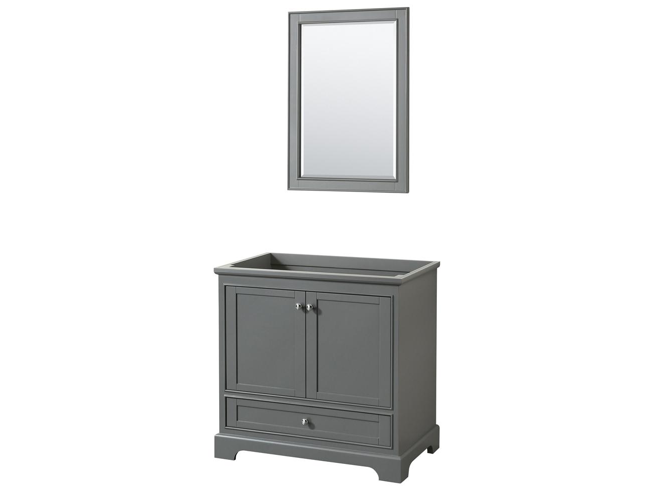 Wyndham Collection Deborah 35" Dark Gray Vanity with 24" Mirror