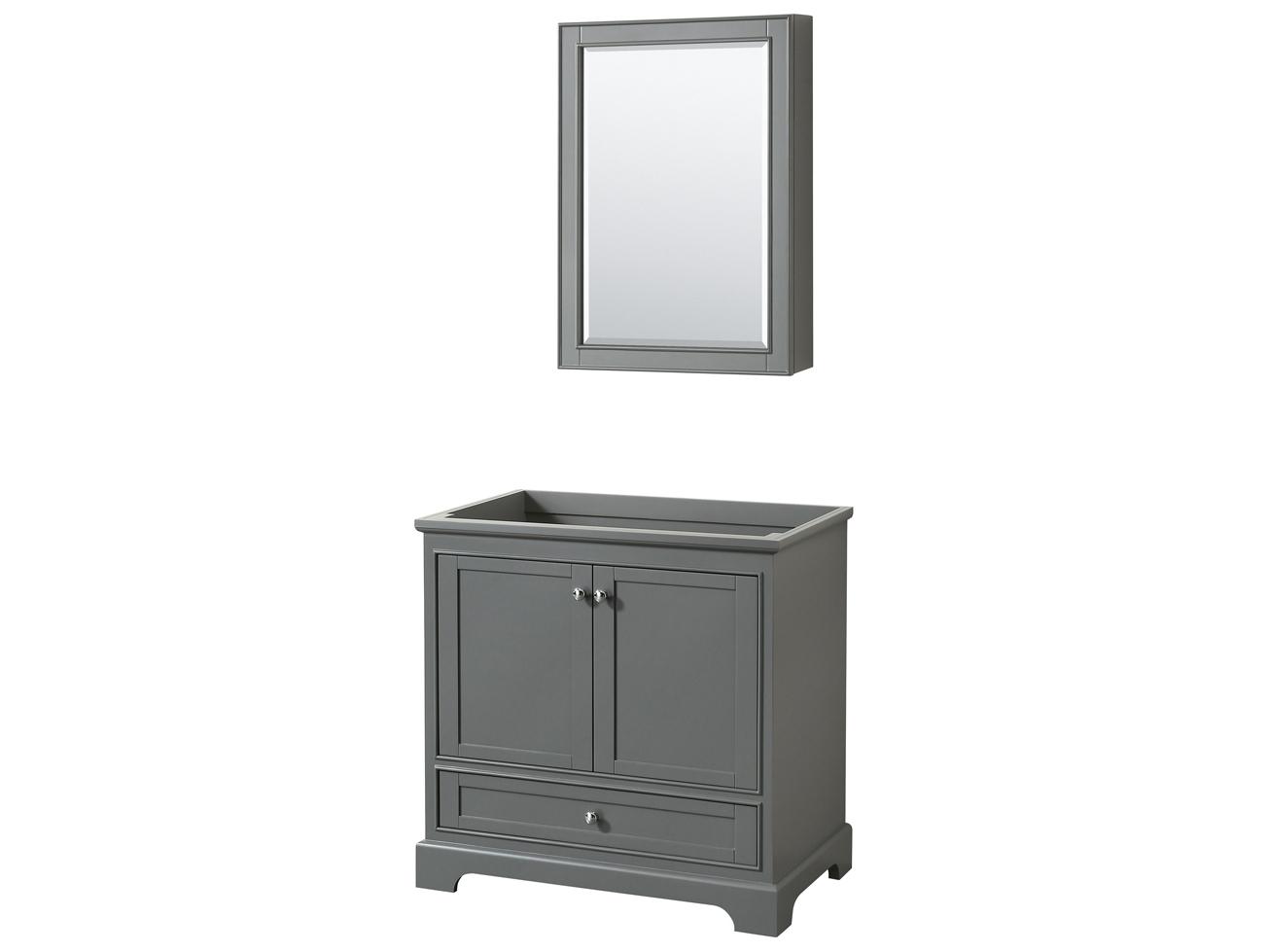 Wyndham Collection Deborah 35" Dark Gray Vanity with Medicine Cabinet