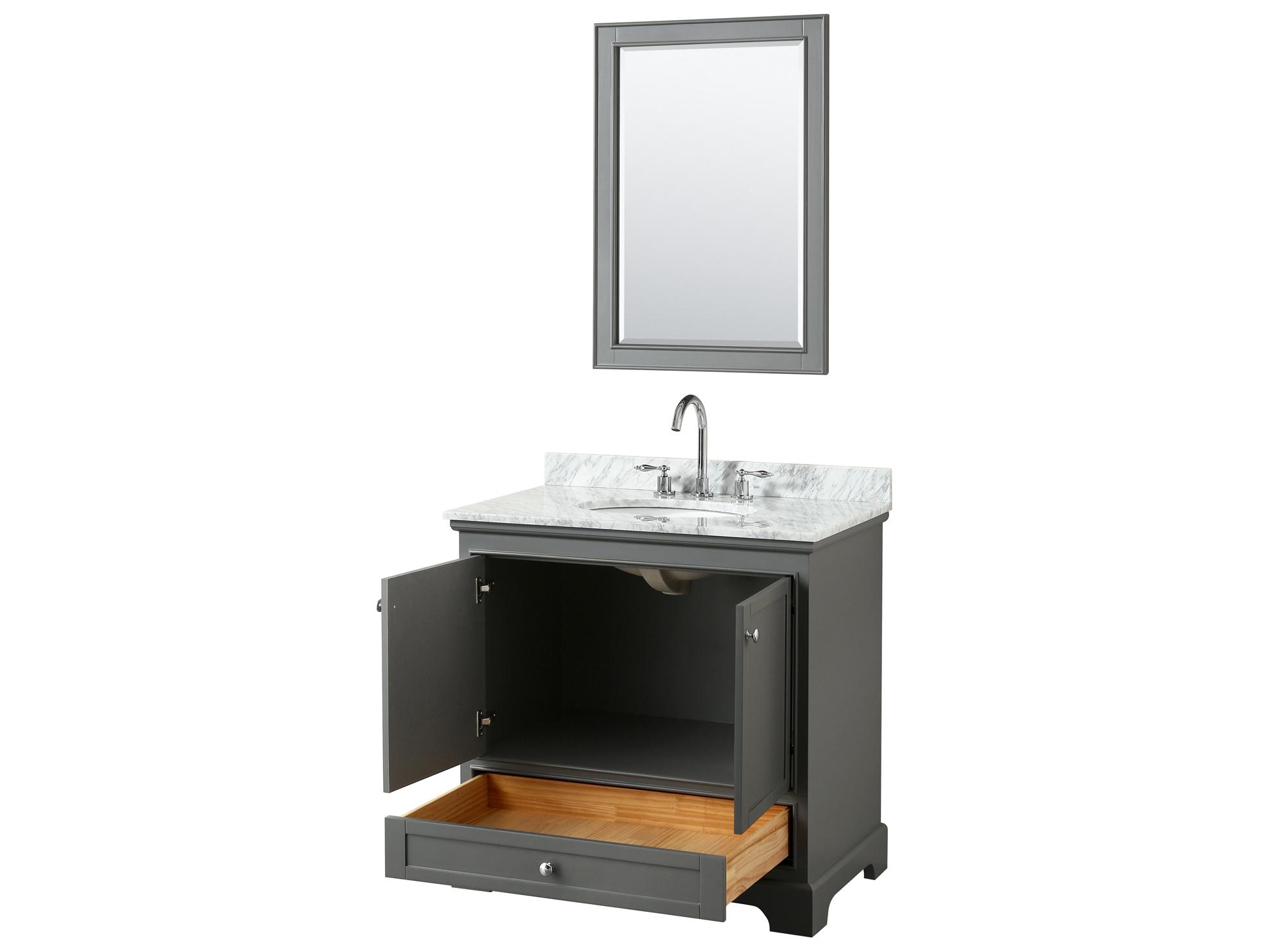 Wyndham Collection Deborah 36" Dark Gray Vanity with 24" Mirror