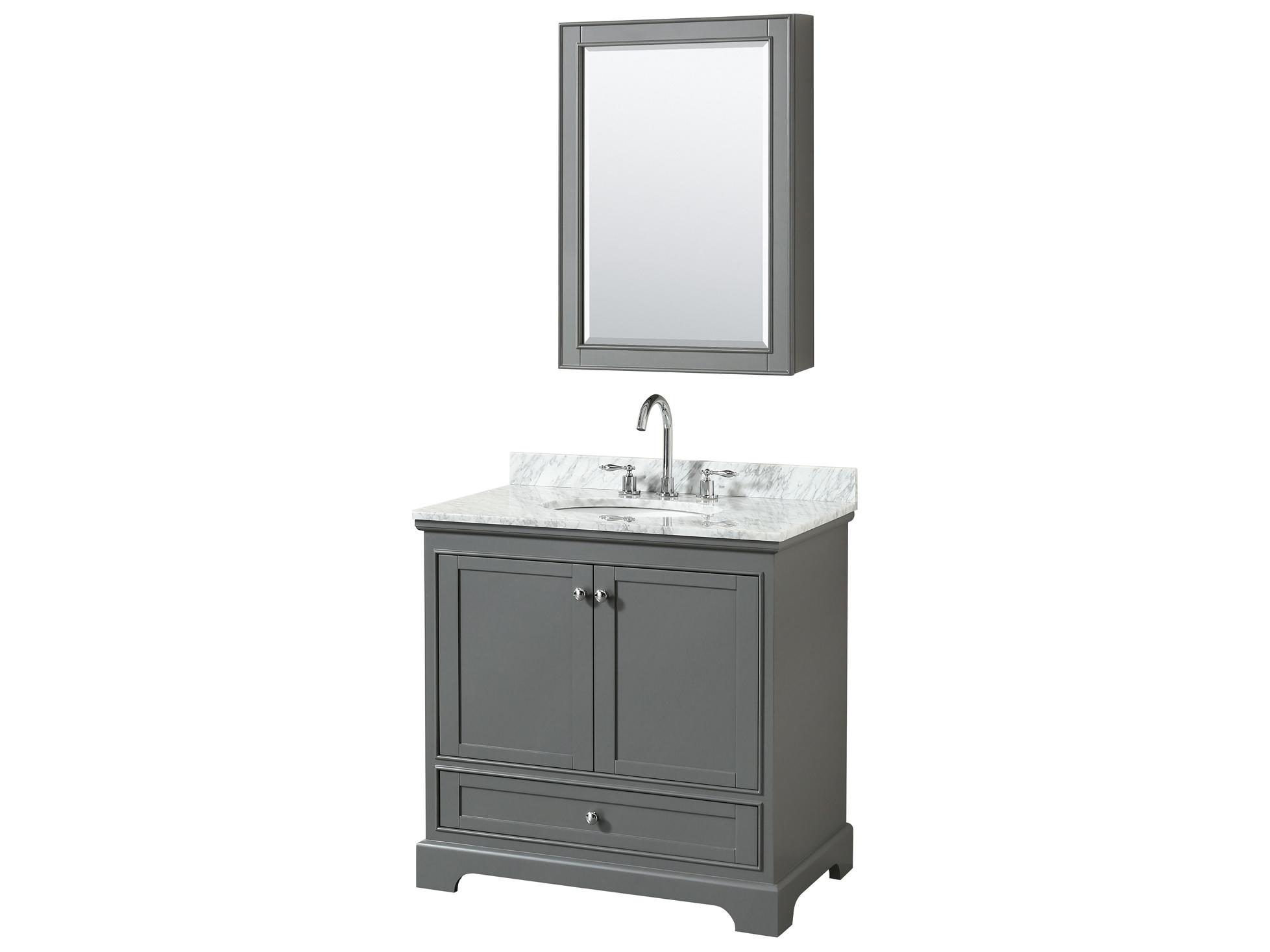 Wyndham Collection Deborah 36" Dark Gray Vanity with Medicine Cabinet