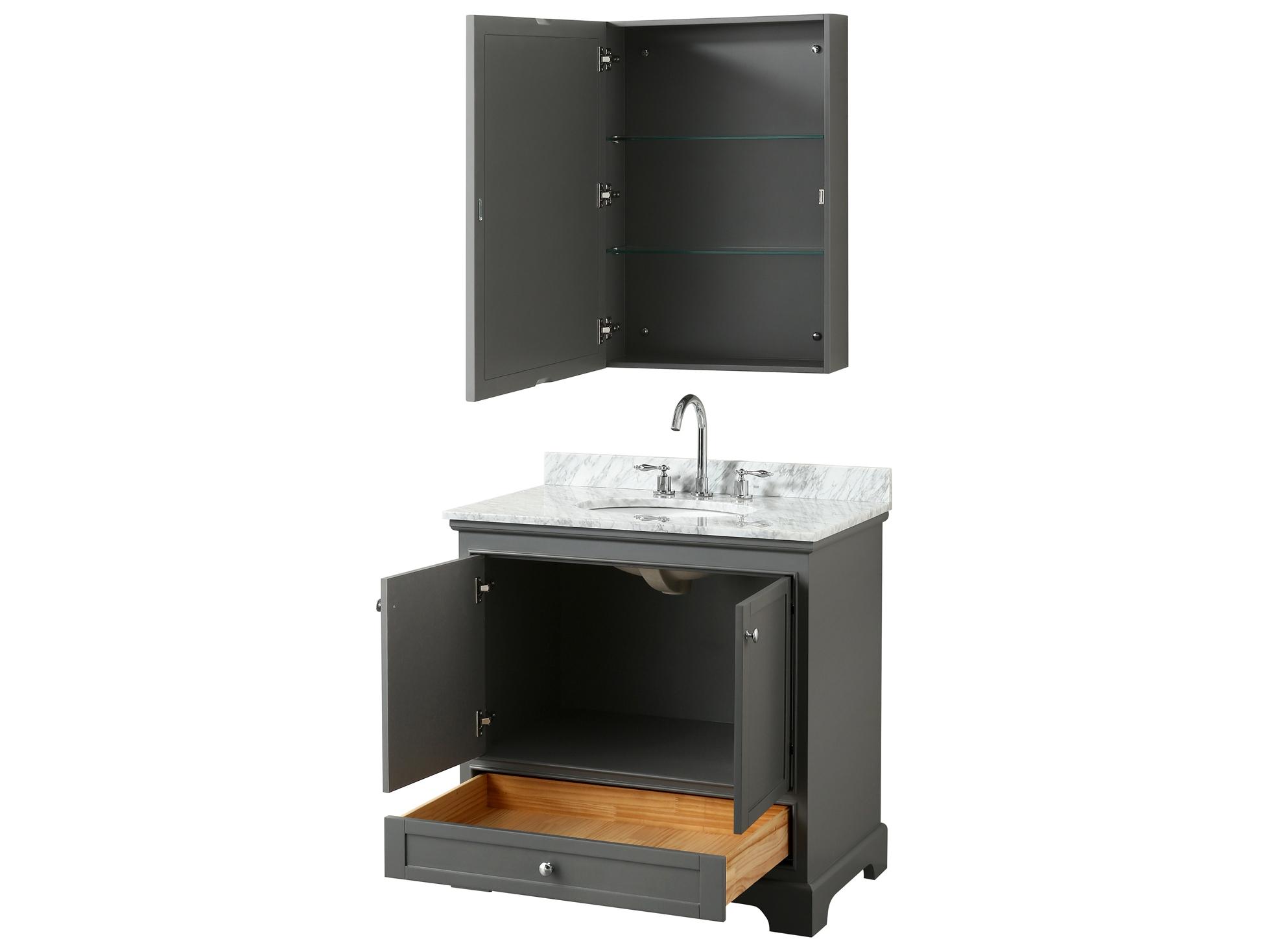 Wyndham Collection Deborah 36" Dark Gray Vanity with Medicine Cabinet