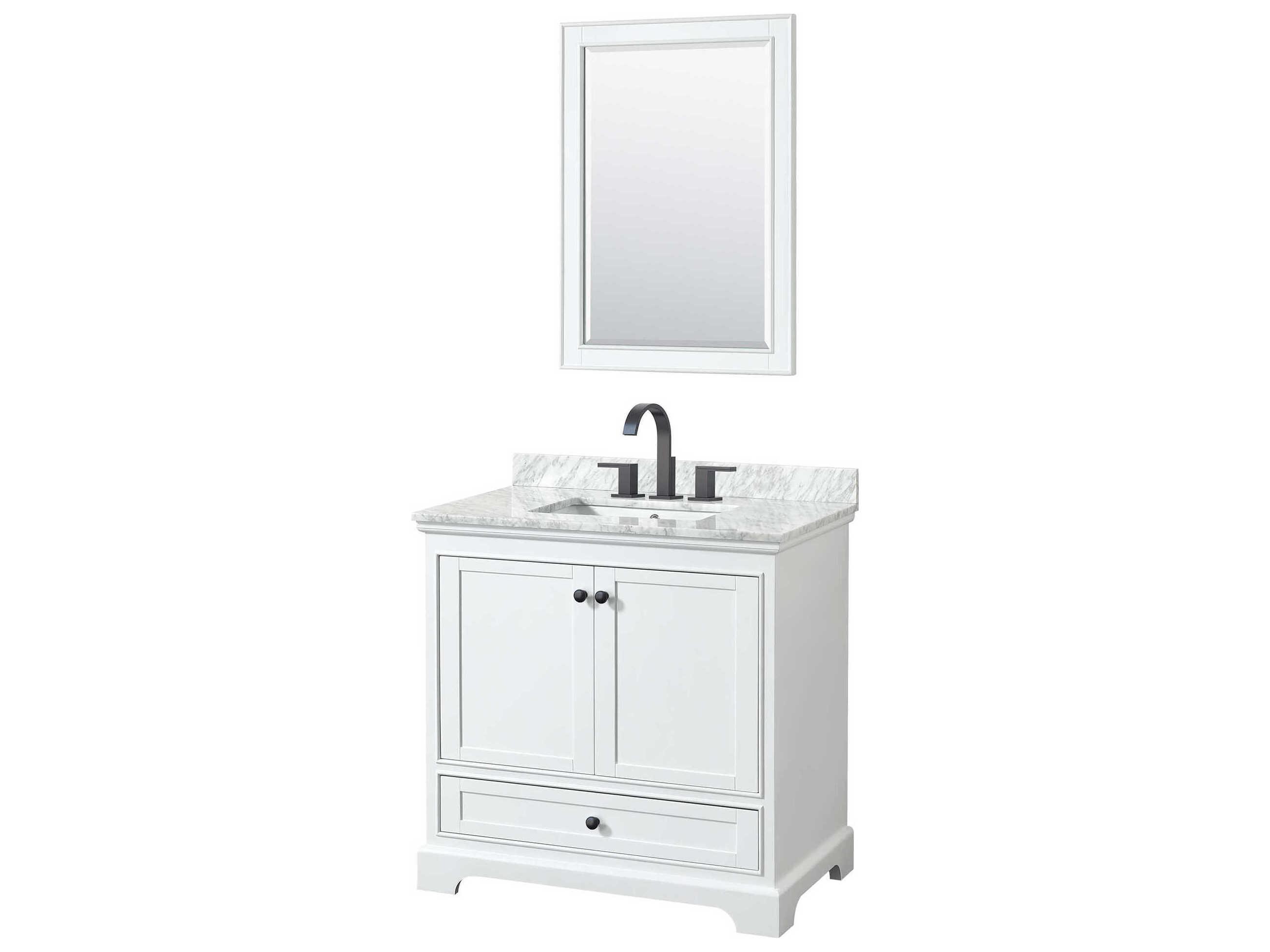 Wyndham Collection Deborah 36" White Vanity with 24" Mirror