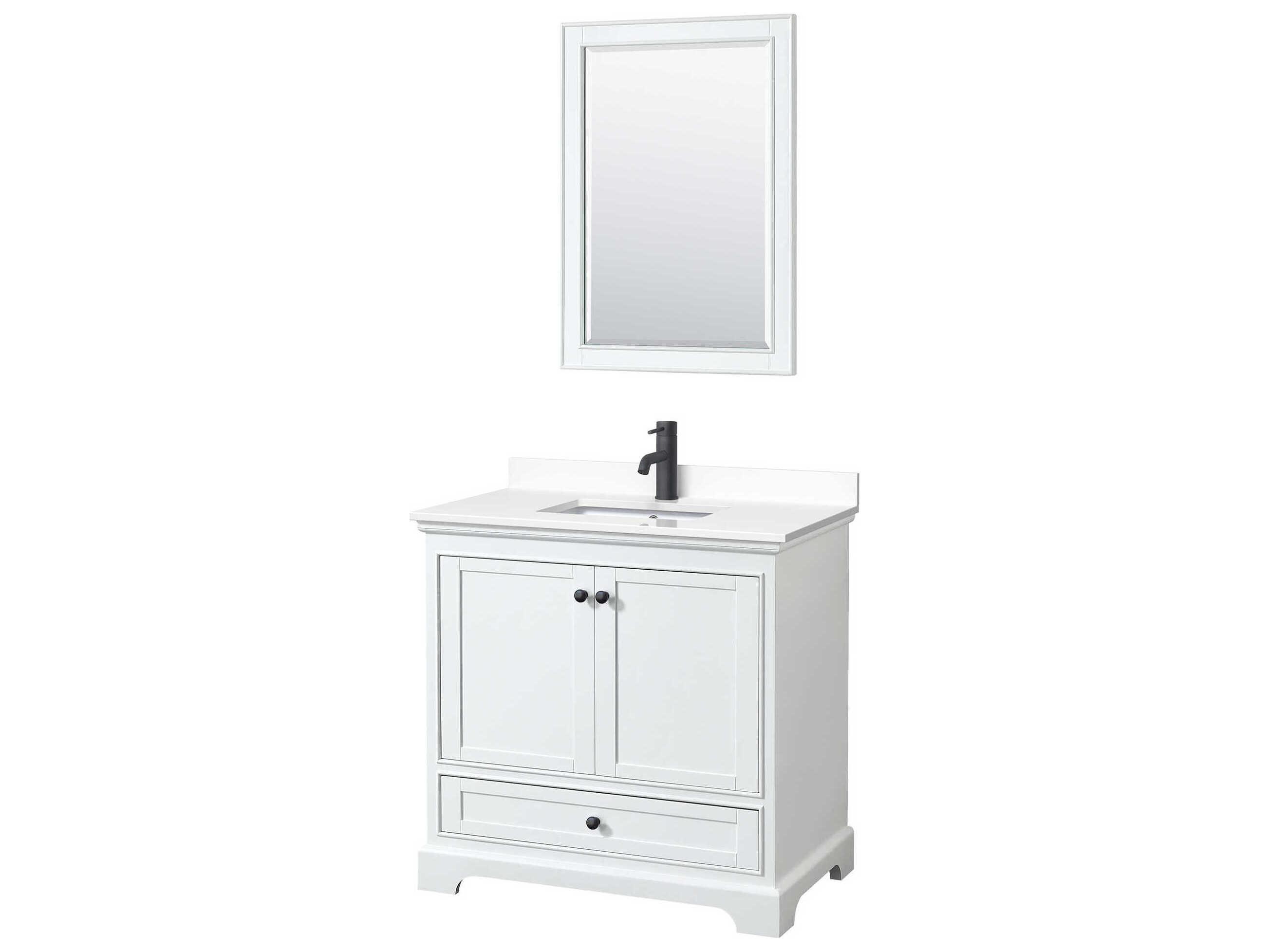 Wyndham Collection Deborah 36" White Vanity with 24" Mirror
