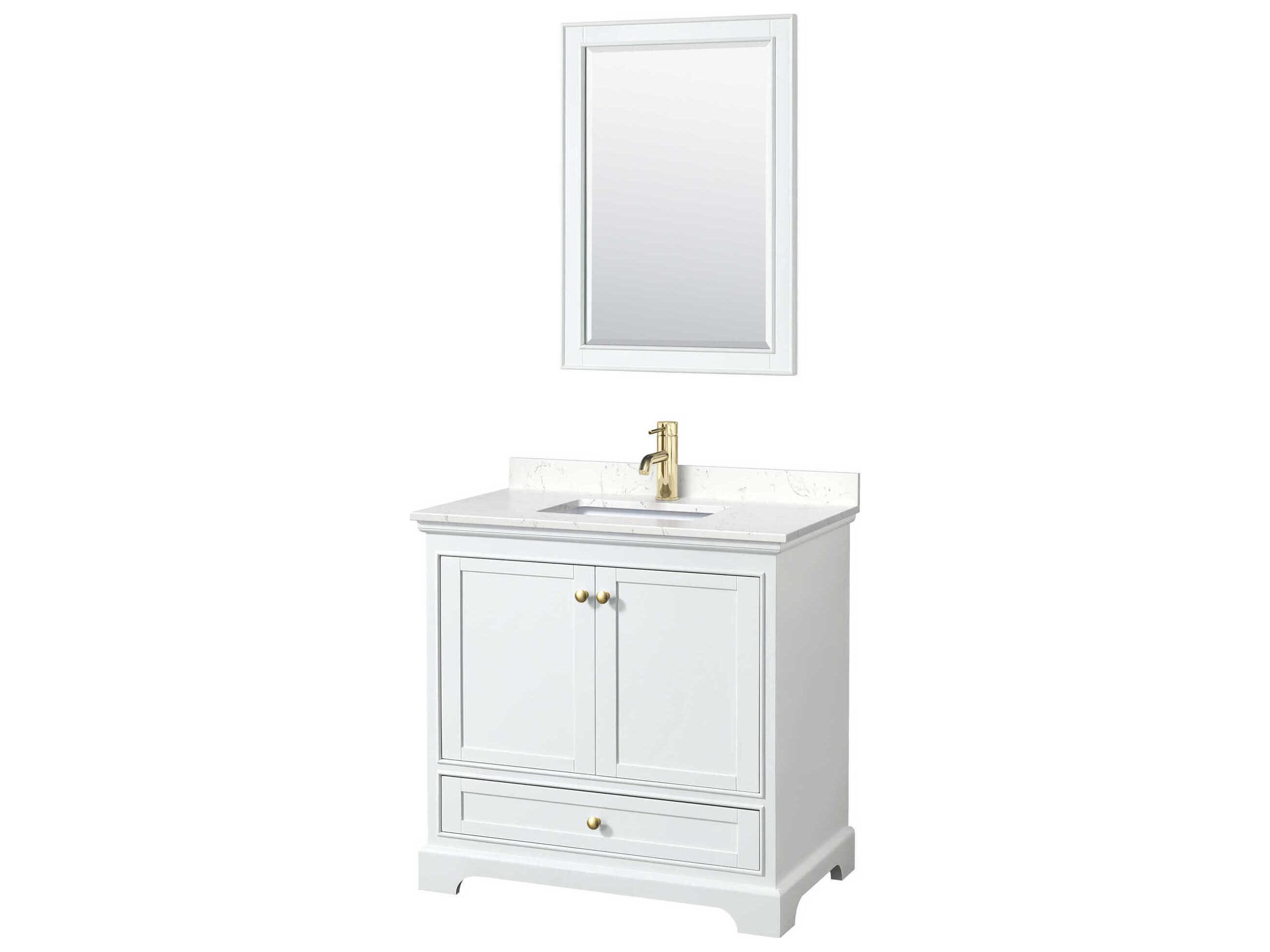 Wyndham Collection Deborah 36" White Vanity with 24" Mirror