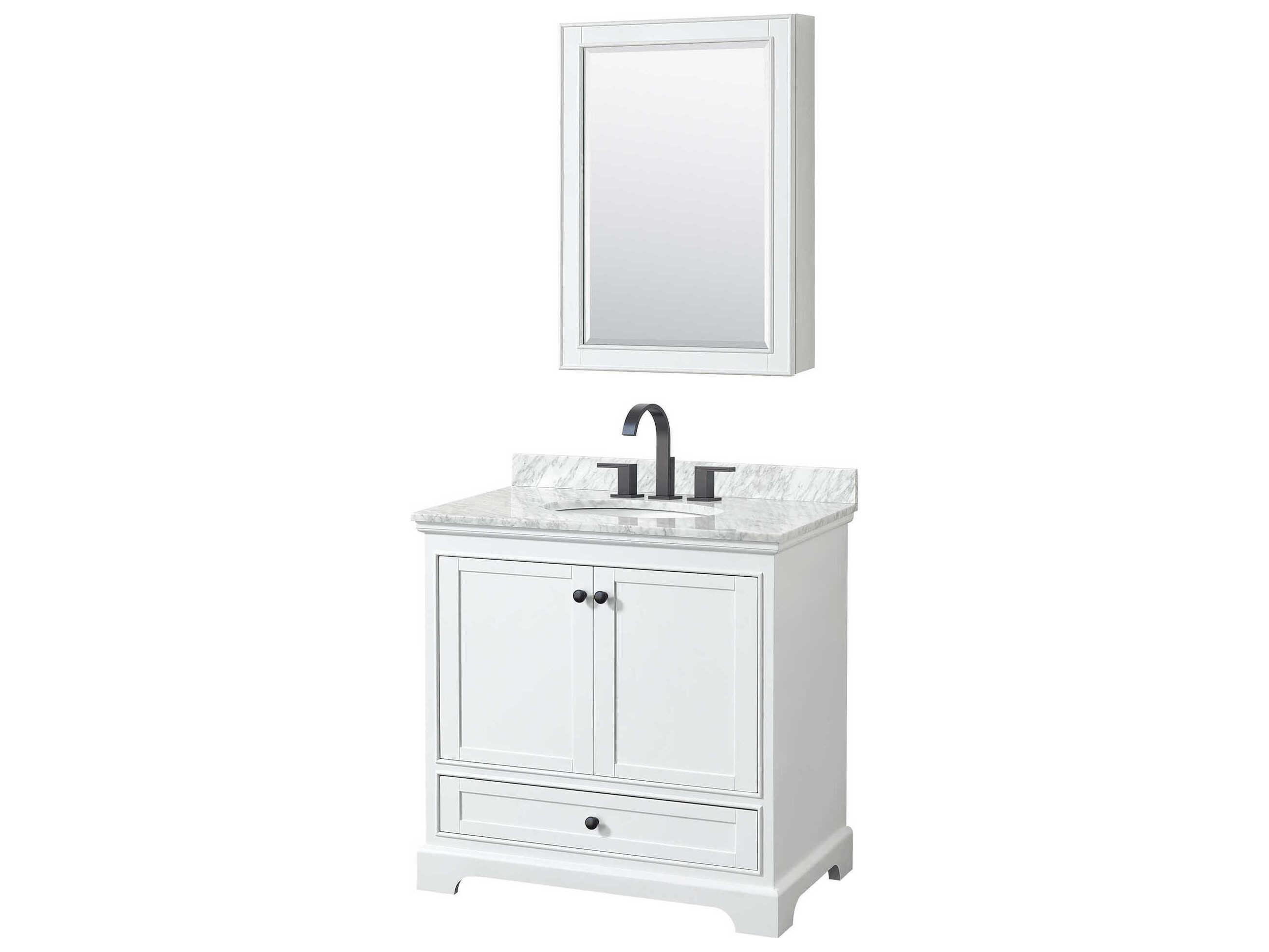 Wyndham Collection Deborah 36" White Vanity with Medicine Cabinet