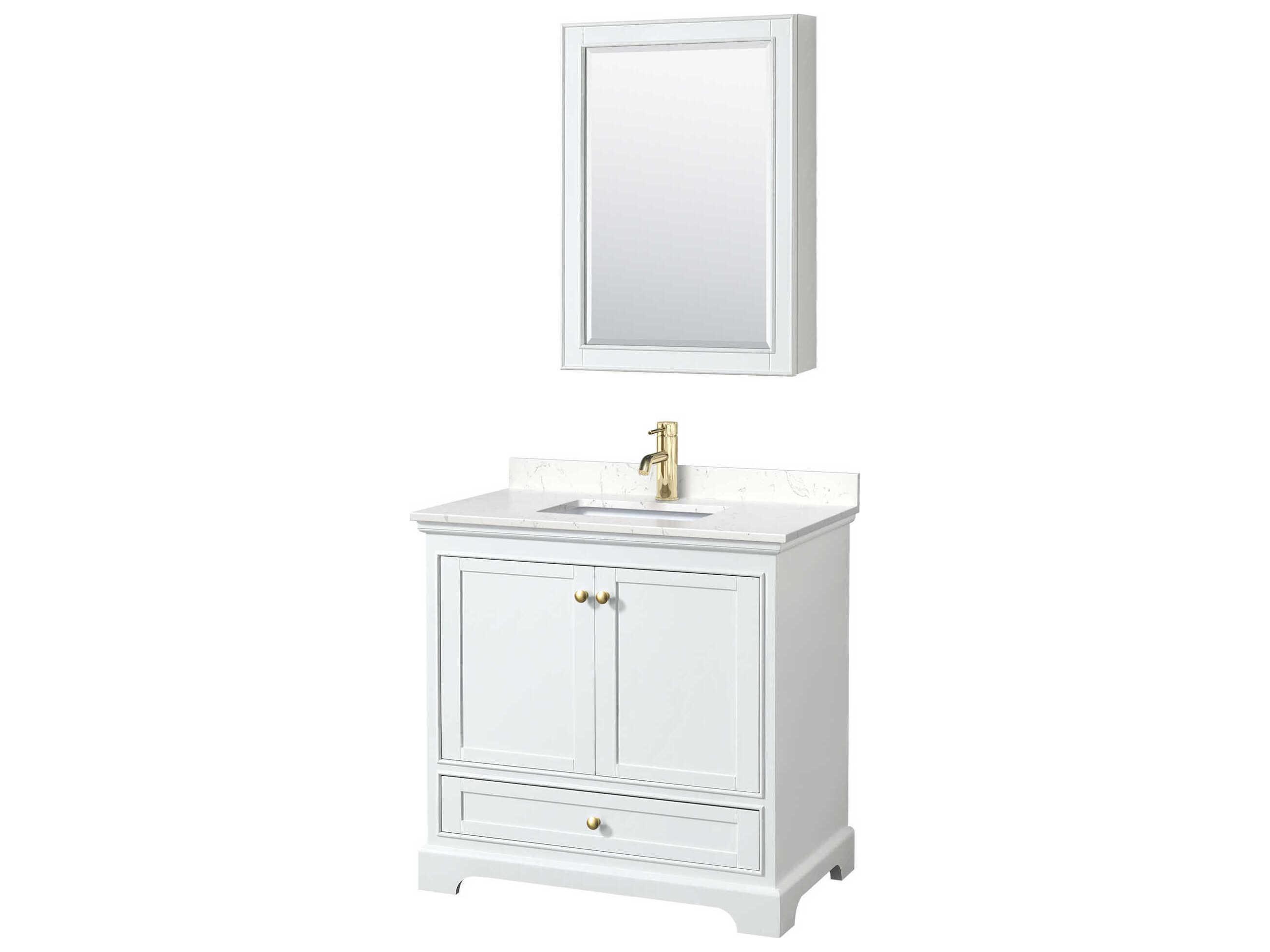 Wyndham Collection Deborah 36" White Vanity with Medicine Cabinet