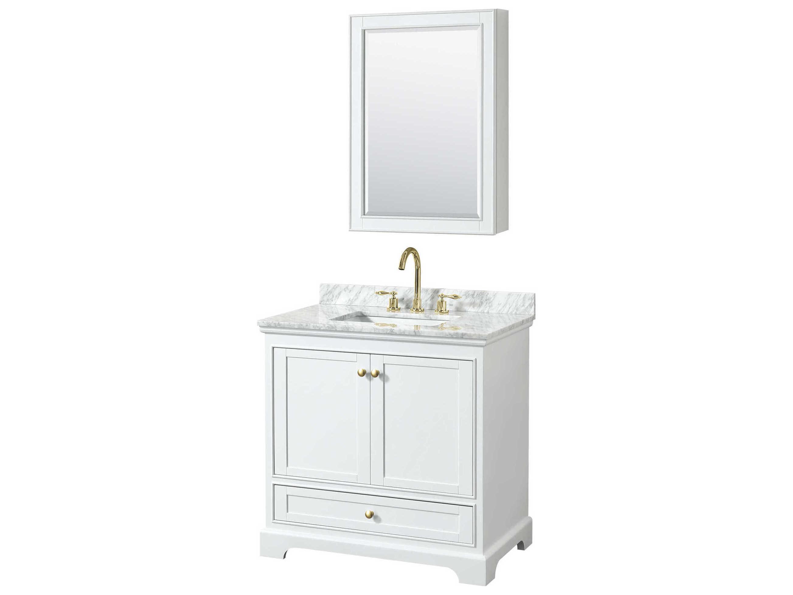 Wyndham Collection Deborah 36" White Vanity with Medicine Cabinet