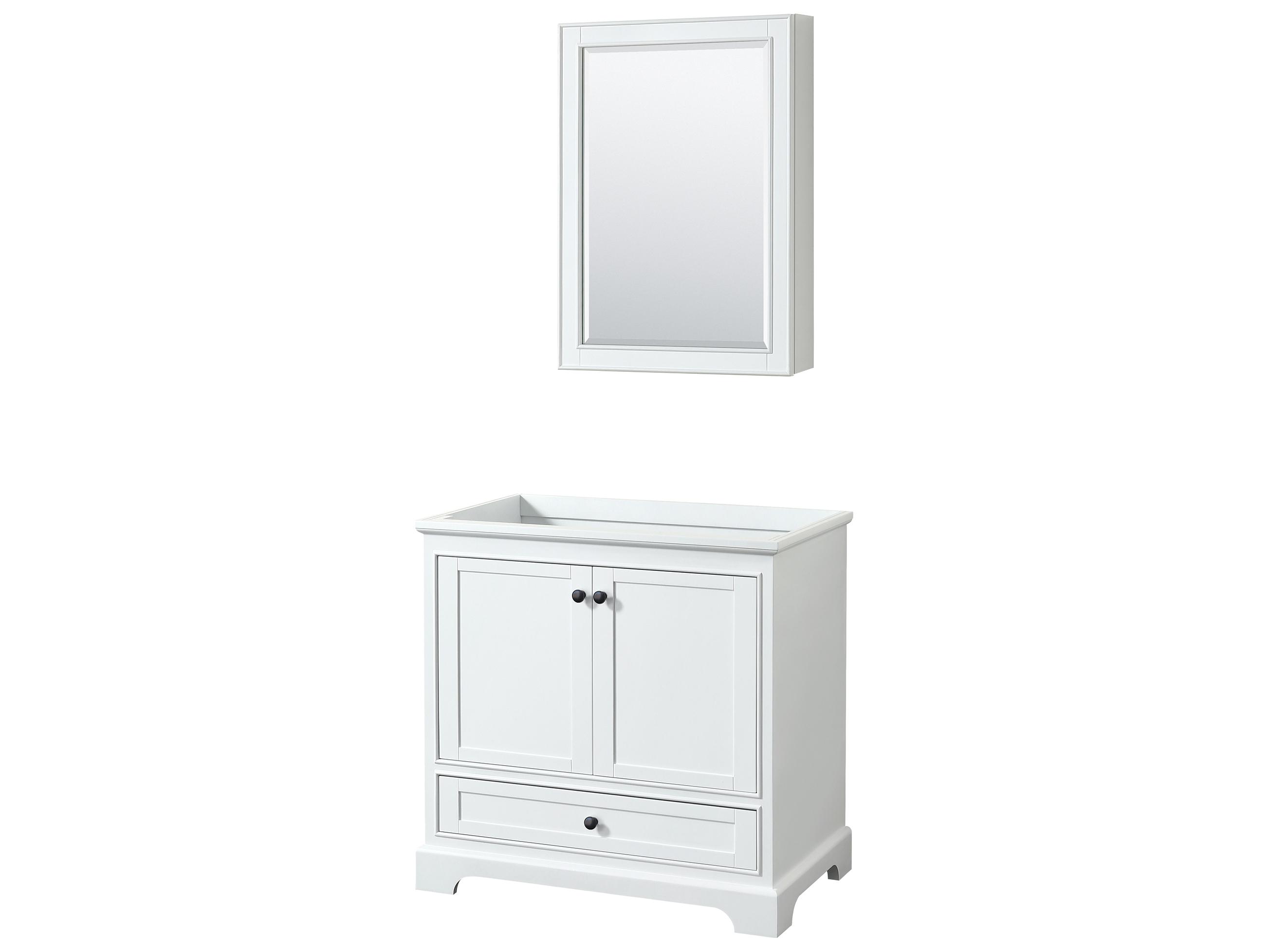 Wyndham Collection Deborah 35" White Vanity with Medicine Cabinet