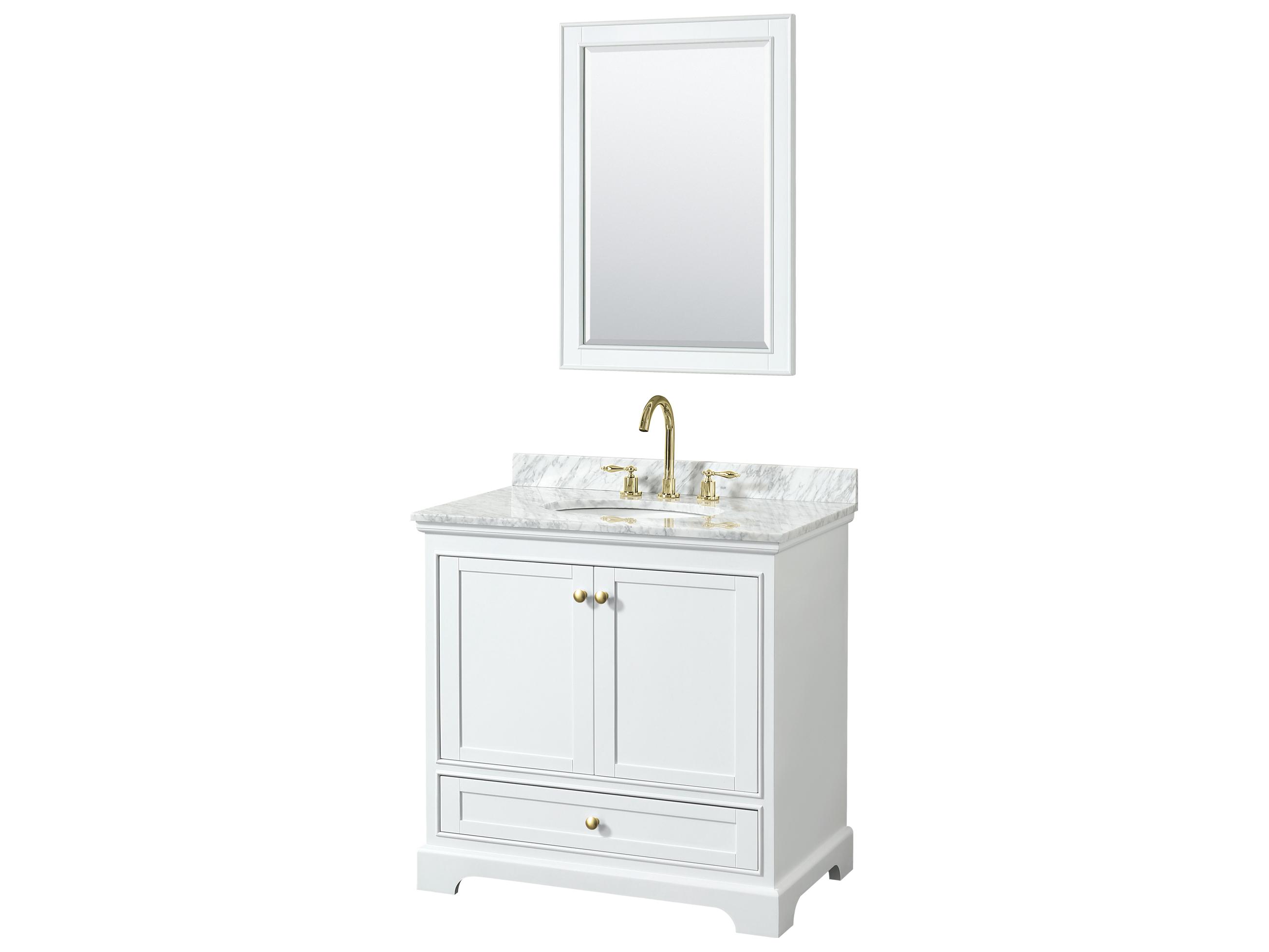 Wyndham Collection Deborah 36" White Vanity with 24" Mirror