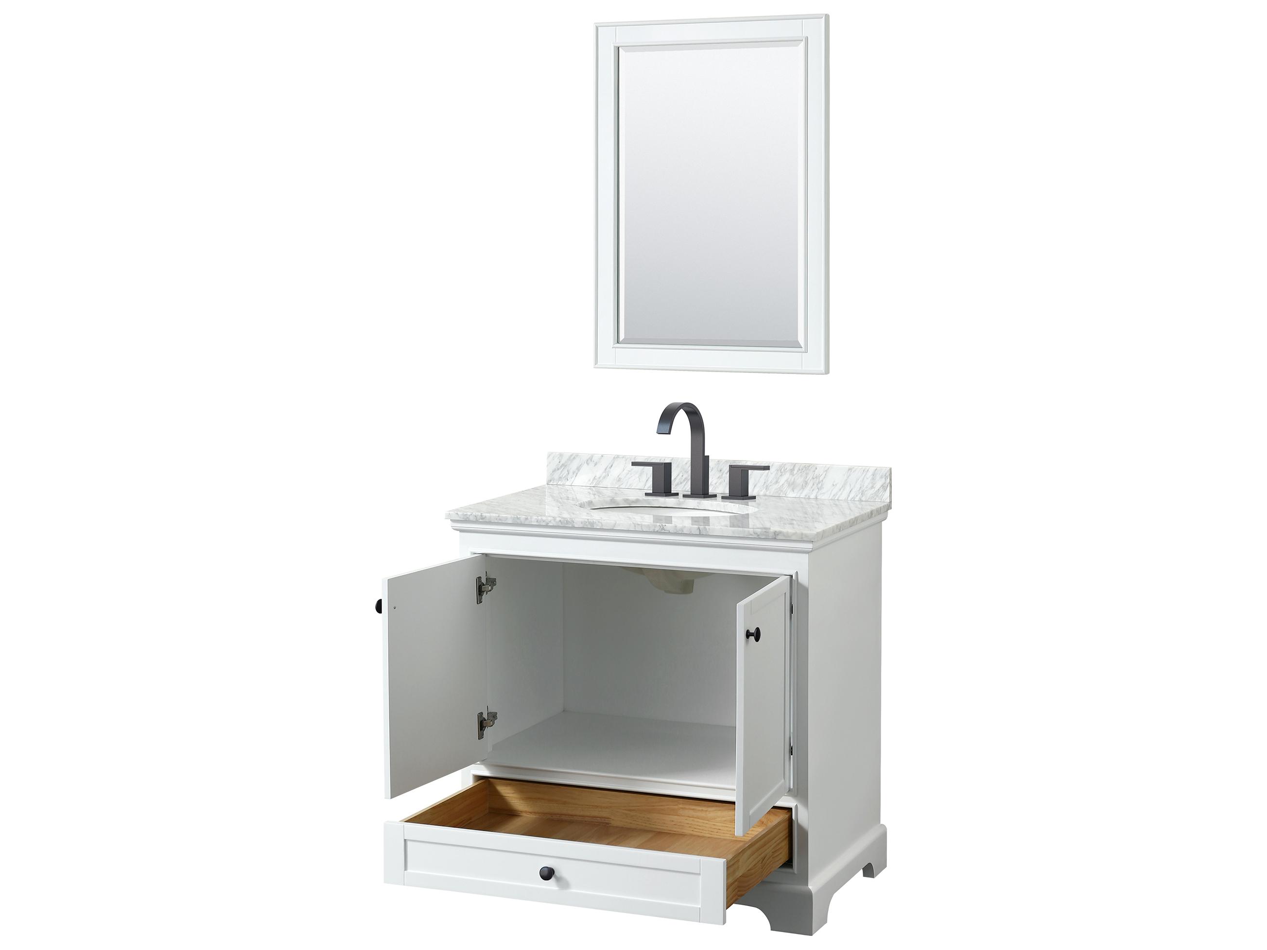 Wyndham Collection Deborah 36" White Vanity with 24" Mirror