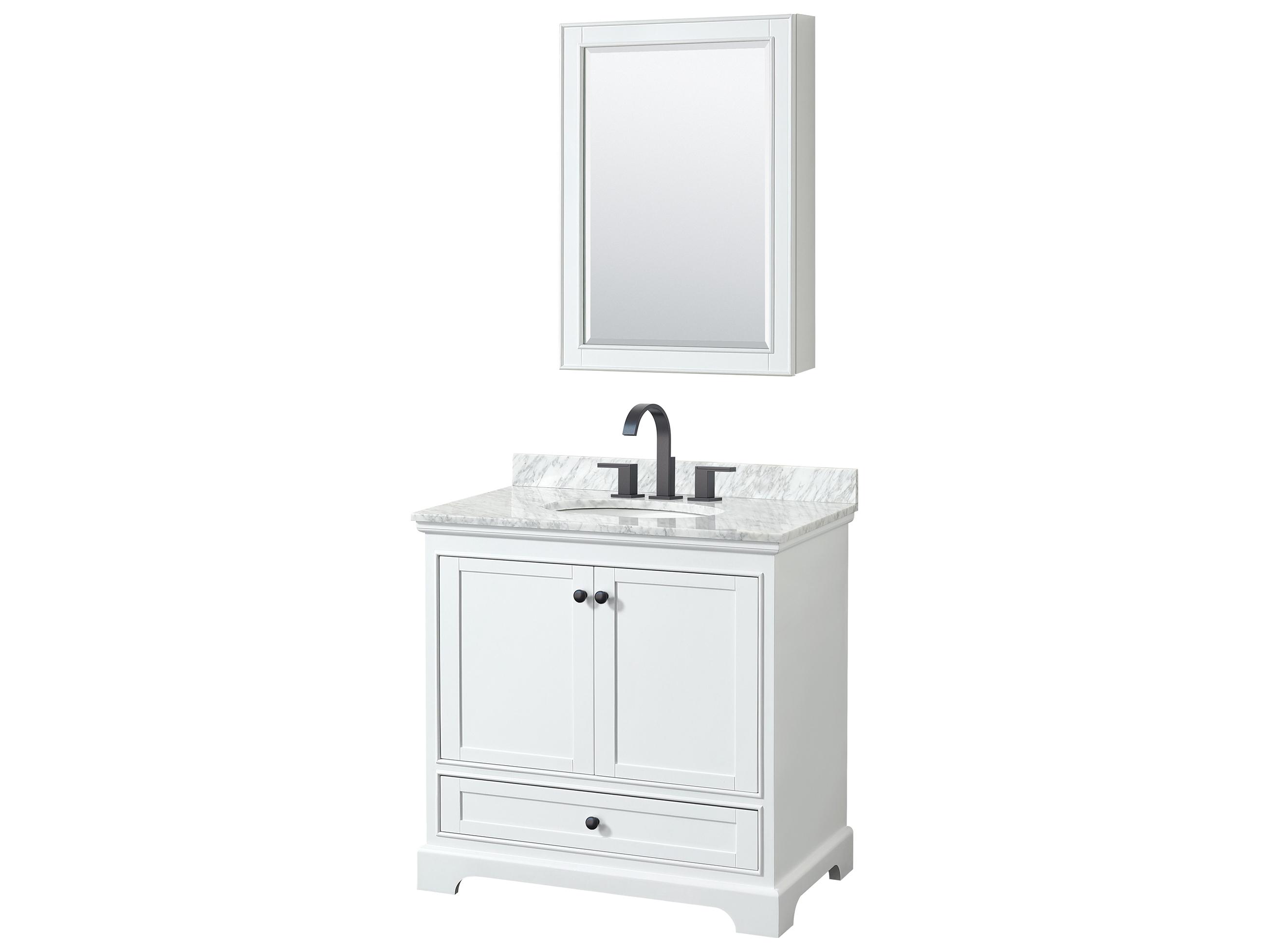 Wyndham Collection Deborah 36" White Vanity with Medicine Cabinet