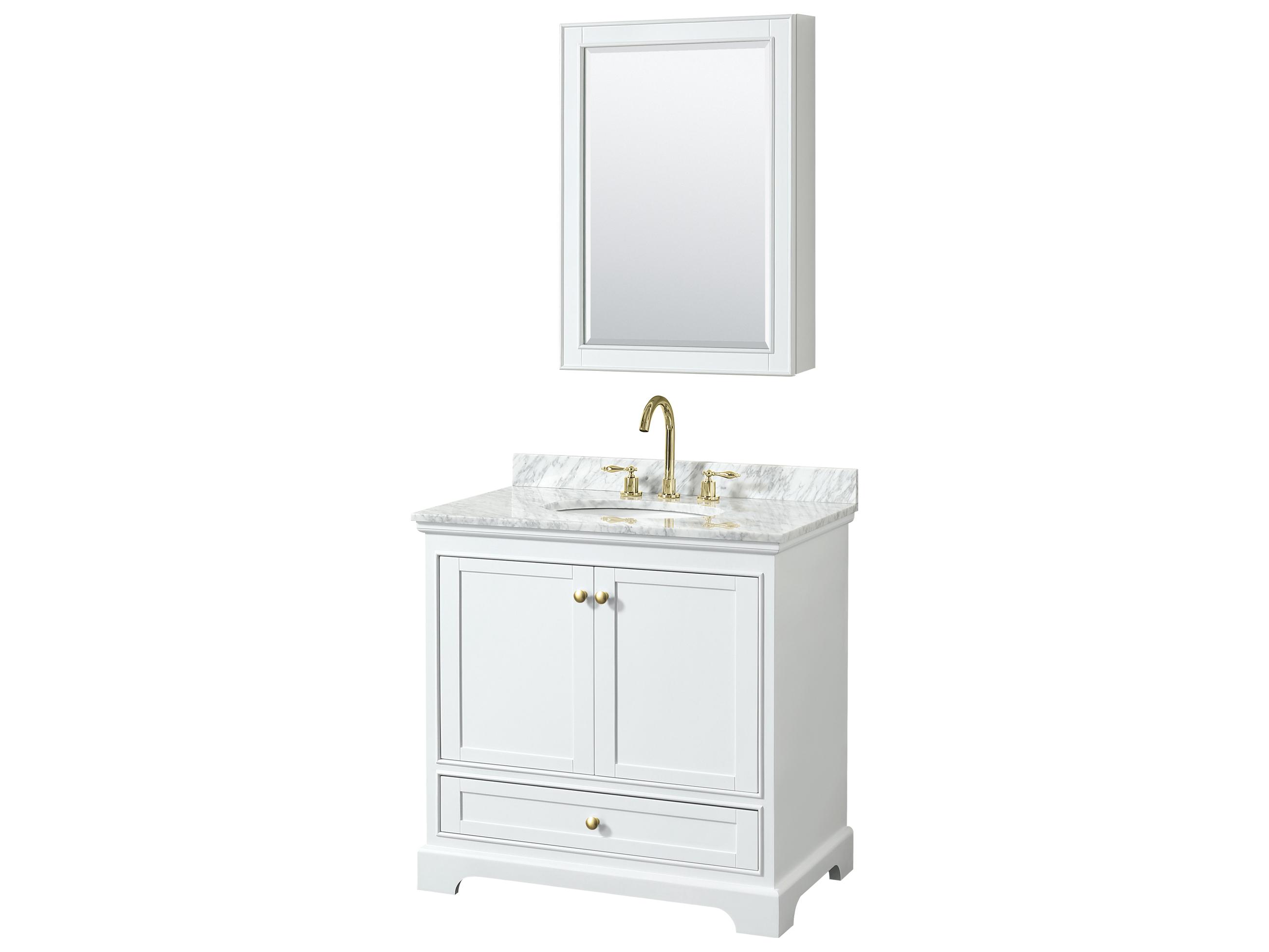 Wyndham Collection Deborah 36" White Vanity with Medicine Cabinet
