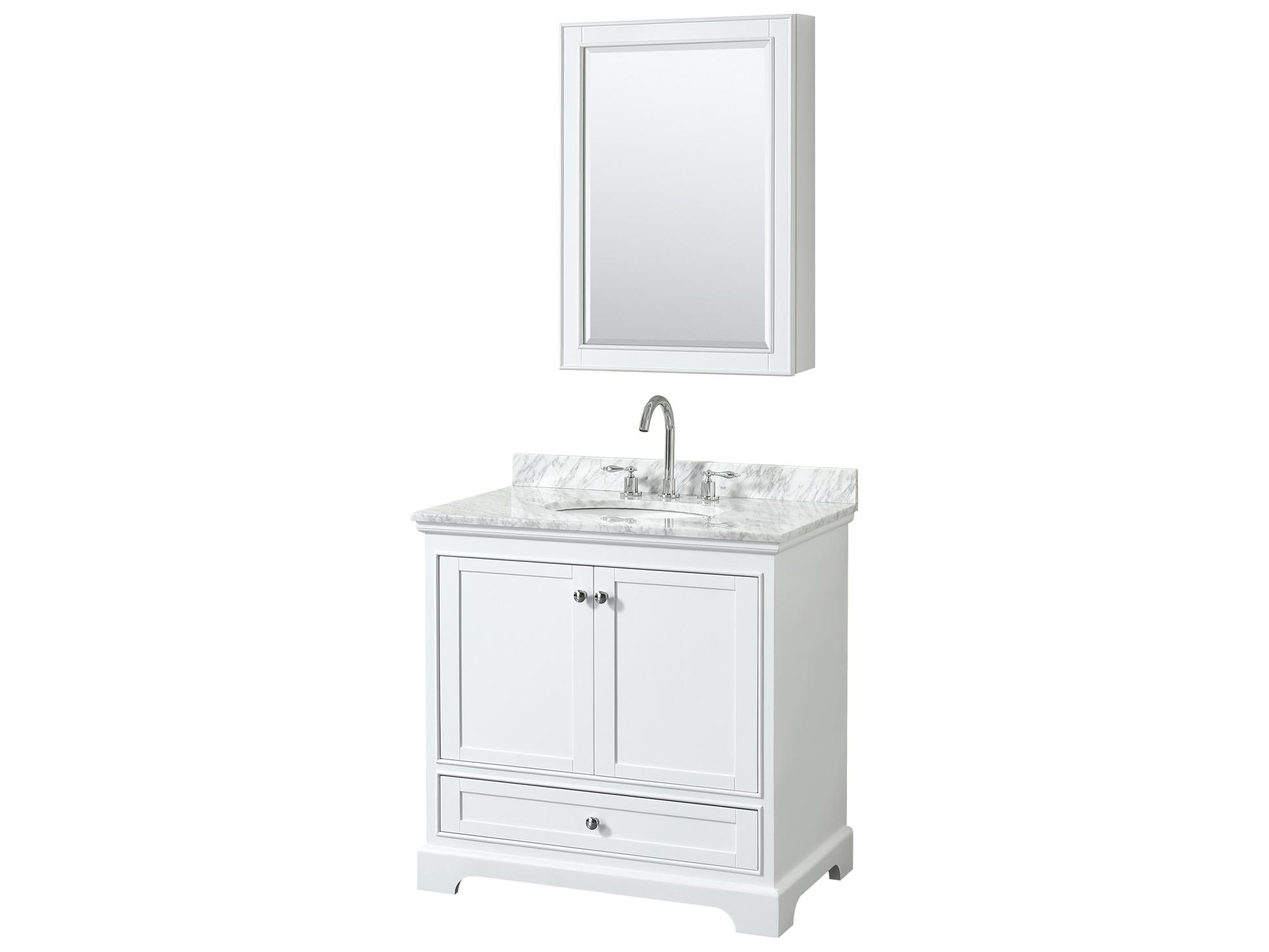 Wyndham Collection Deborah 36" White Vanity with Medicine Cabinet