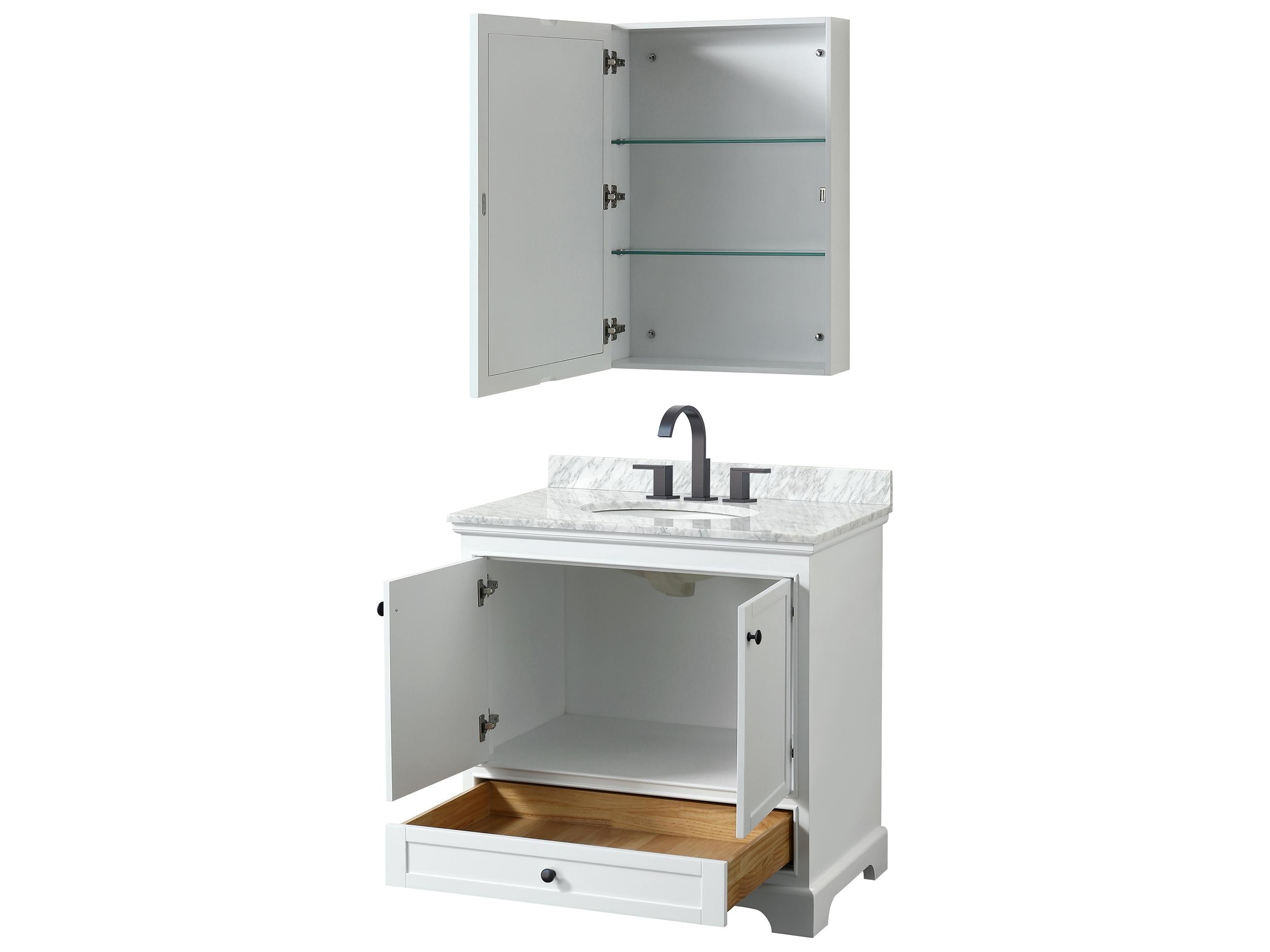 Wyndham Collection Deborah 36" White Vanity with Medicine Cabinet