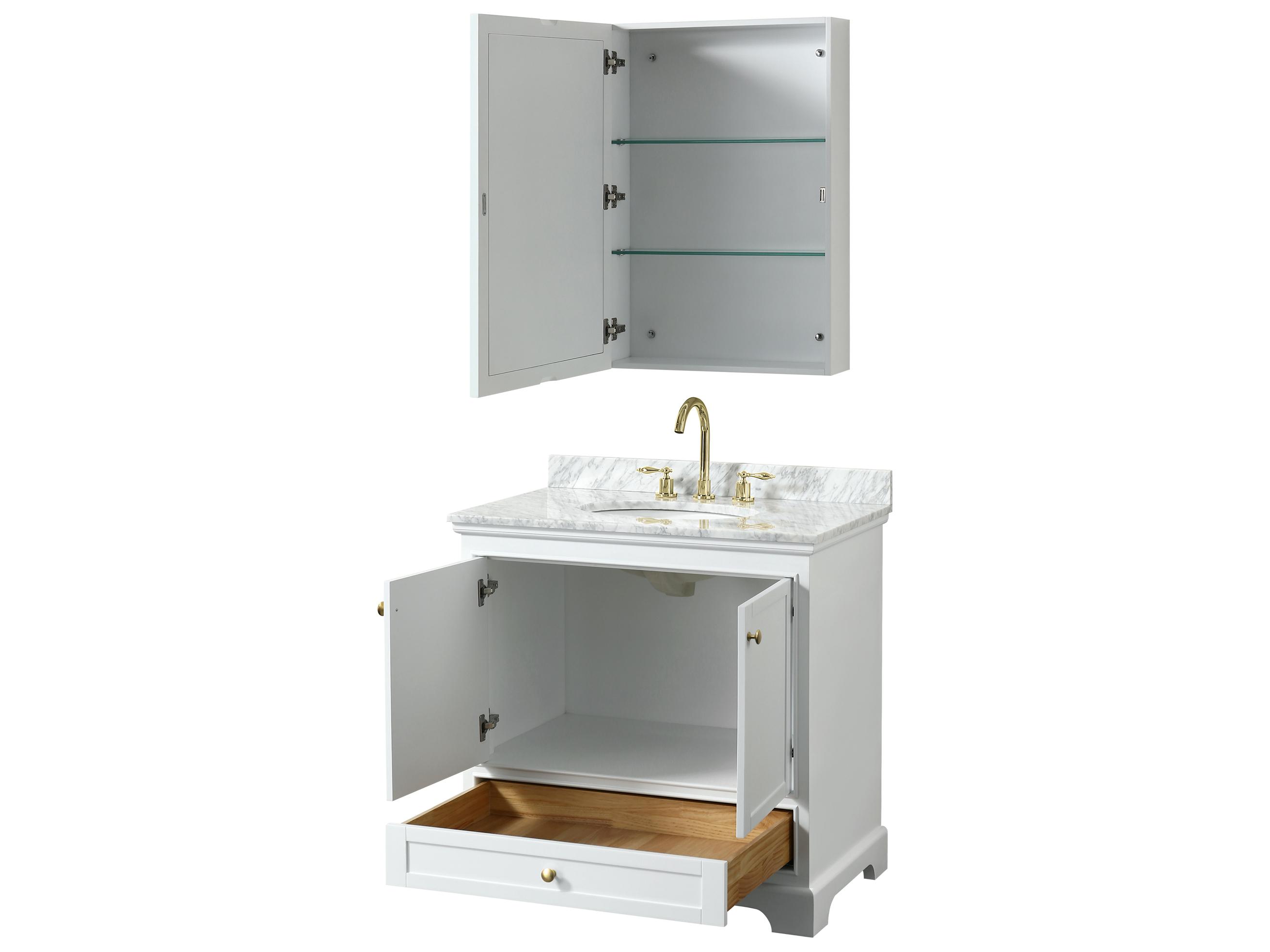 Wyndham Collection Deborah 36" White Vanity with Medicine Cabinet