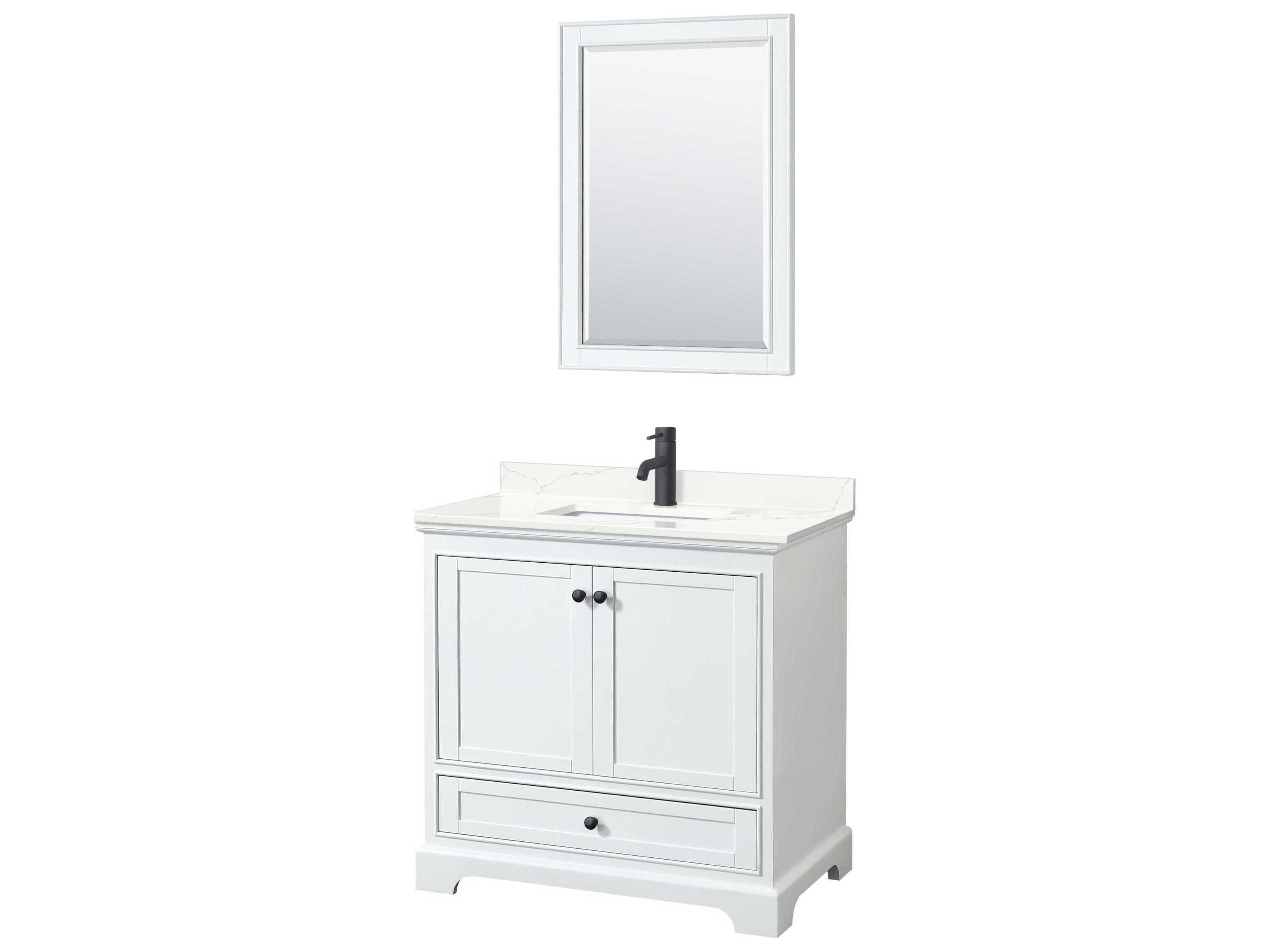 Wyndham Collection Deborah 36" White Vanity with 24" Mirror