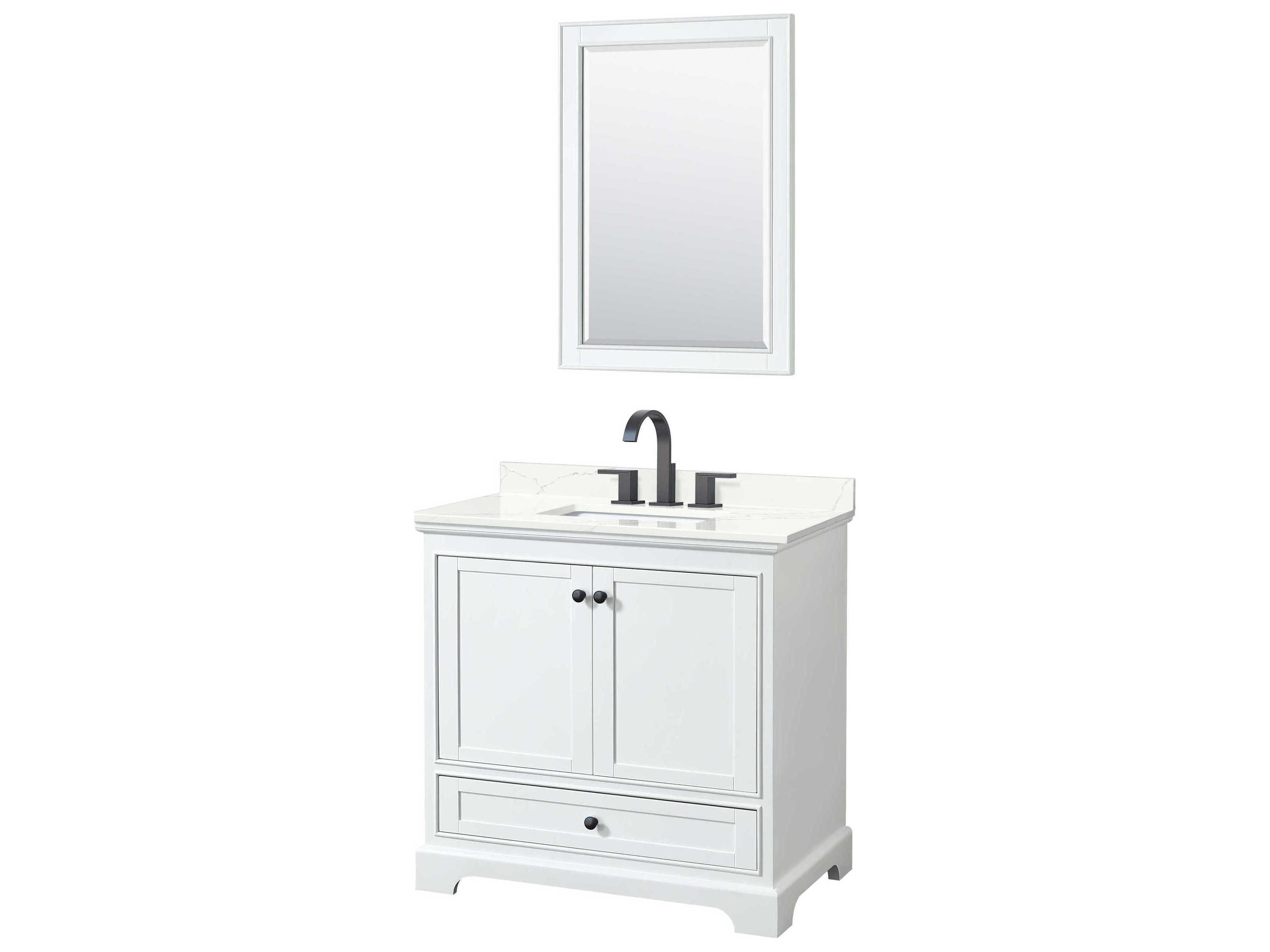 Wyndham Collection Deborah 36" White Vanity with 24" Mirror