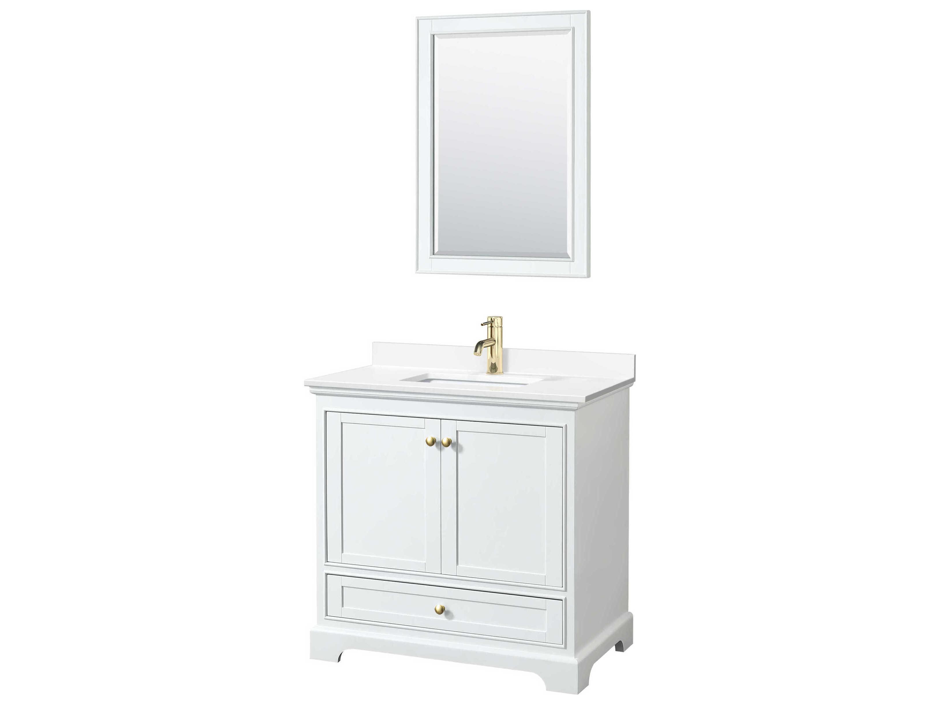 Wyndham Collection Deborah 36" White Vanity with 24" Mirror