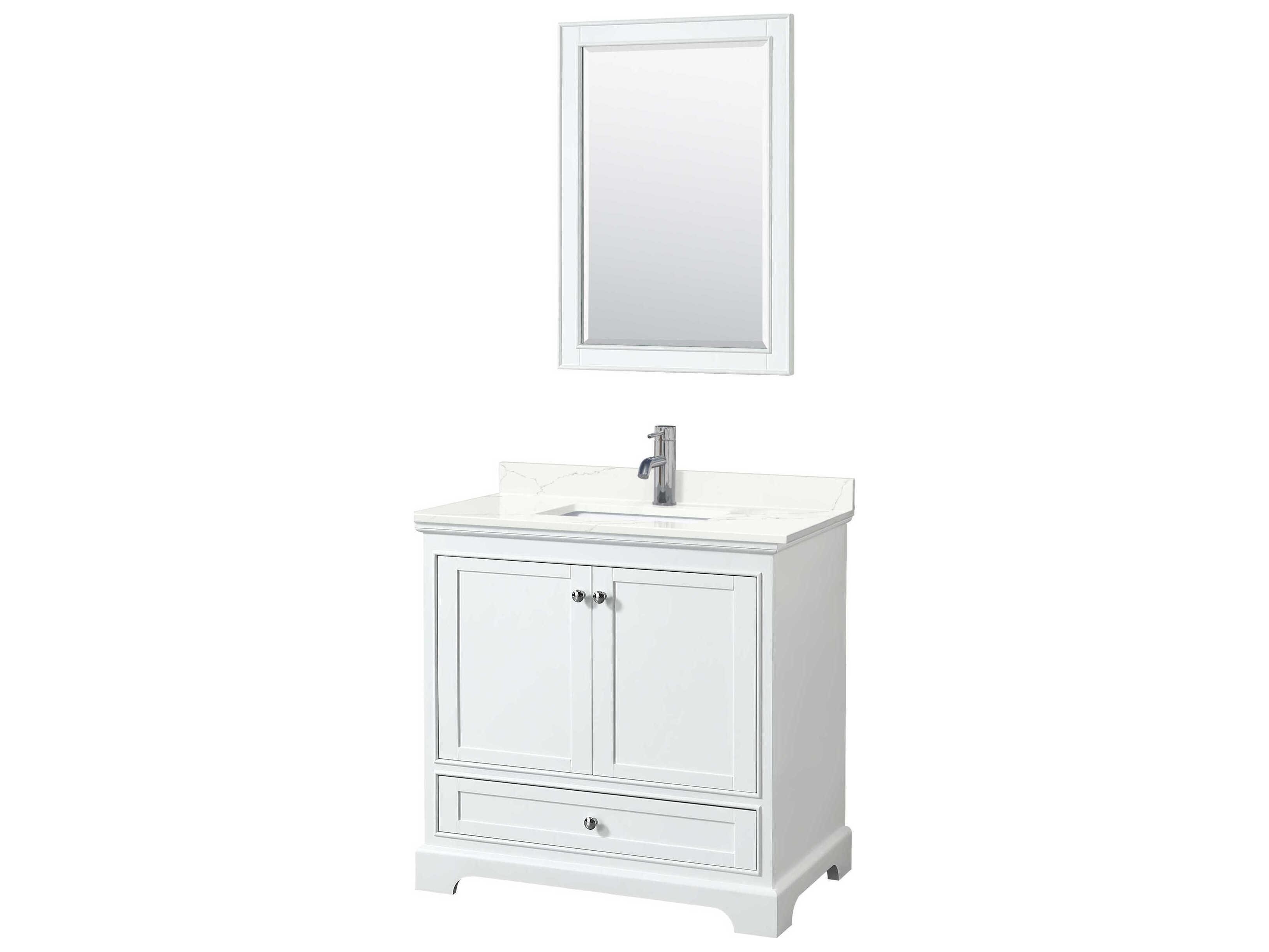 Wyndham Collection Deborah 36" White Vanity with 24" Mirror