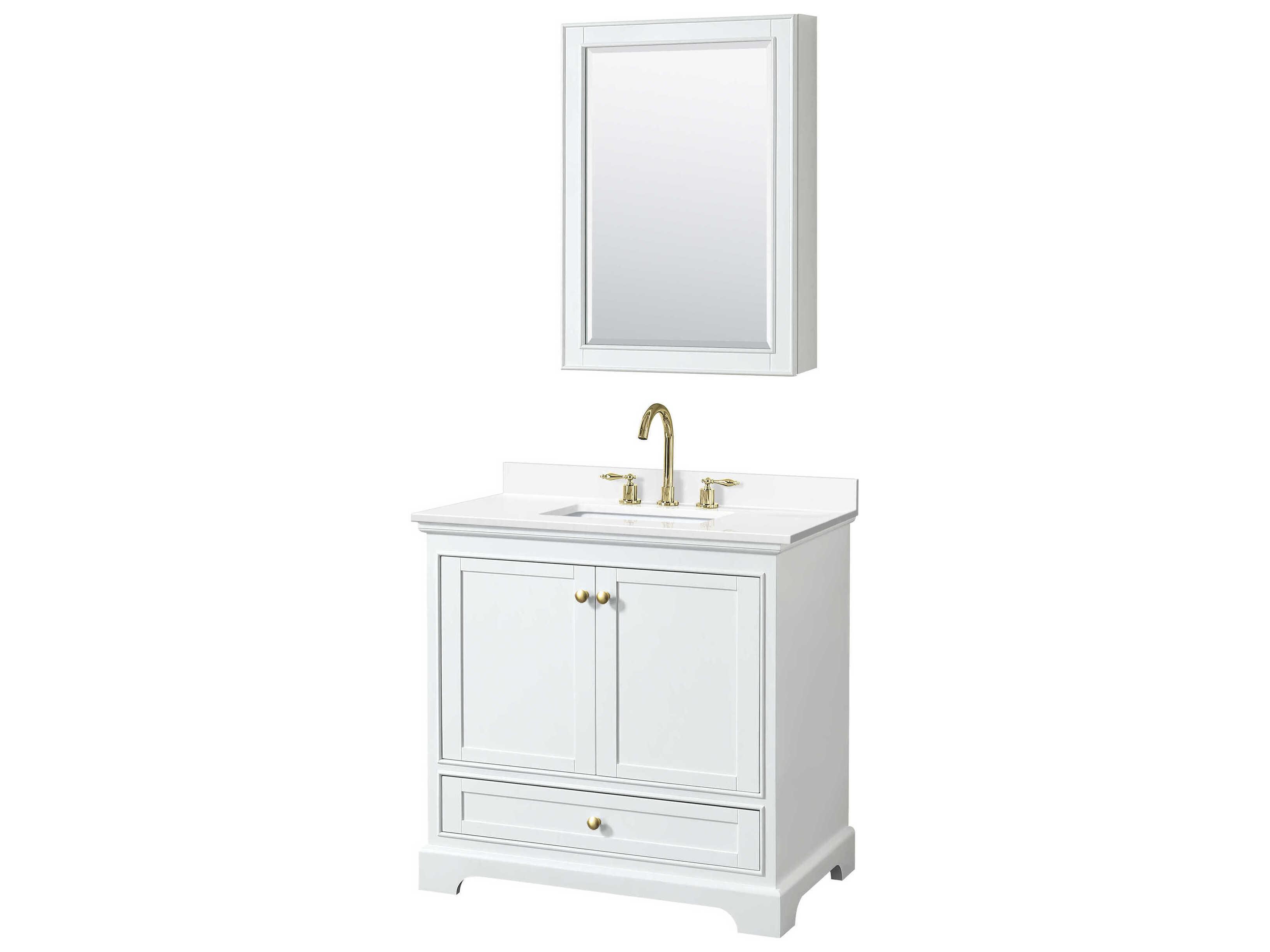 Wyndham Collection Deborah 36" White Vanity with Medicine Cabinet