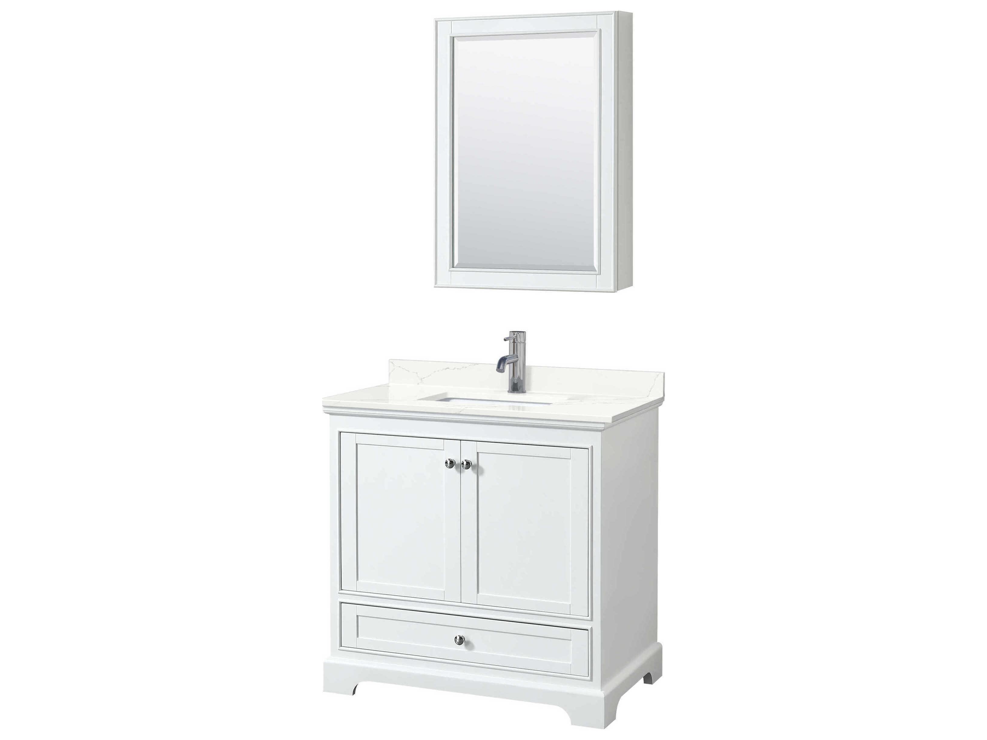 Wyndham Collection Deborah 36" White Vanity with Medicine Cabinet
