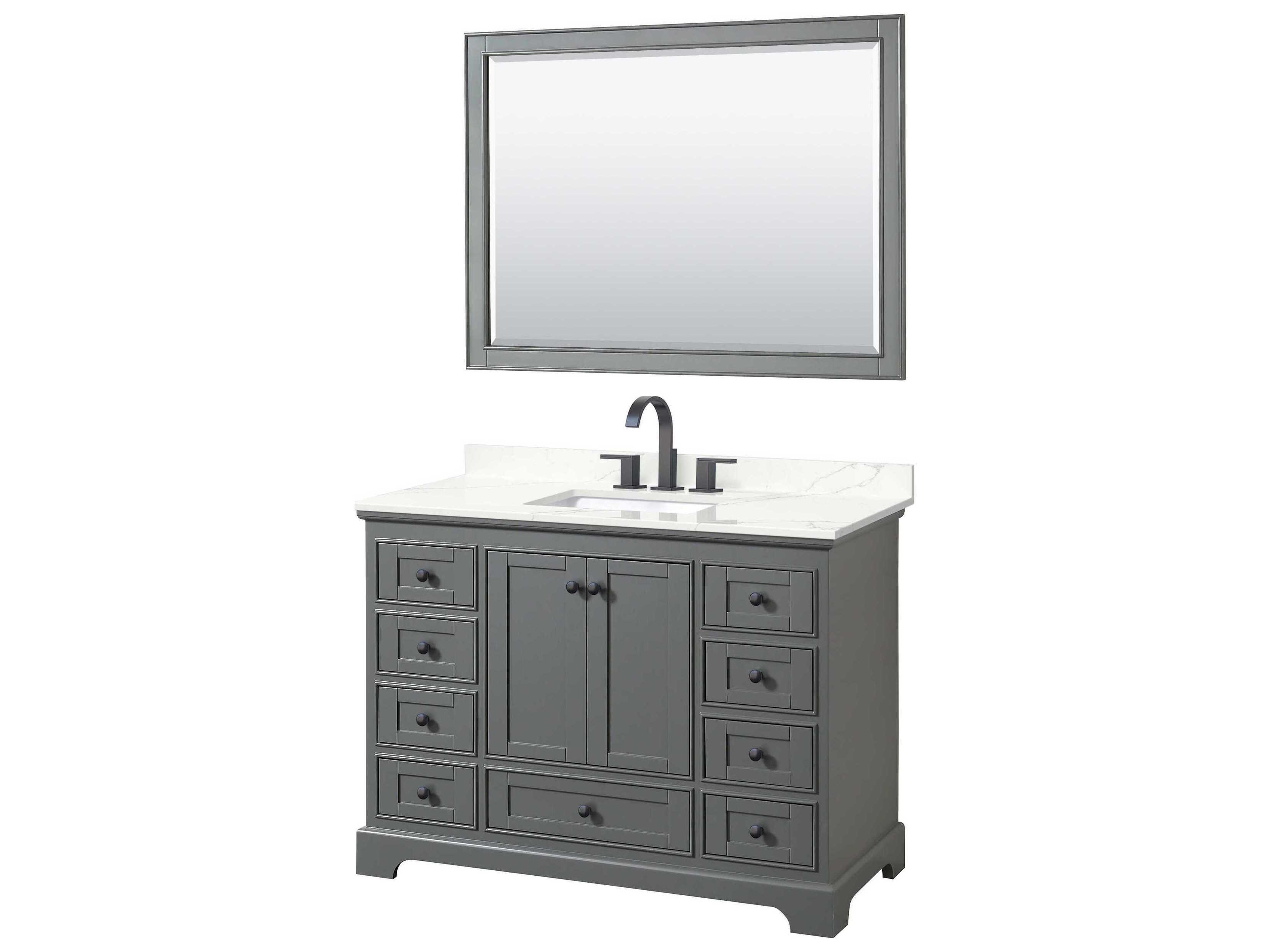 Wyndham Collection Deborah 48" Dark Gray Vanity with 46" Mirror