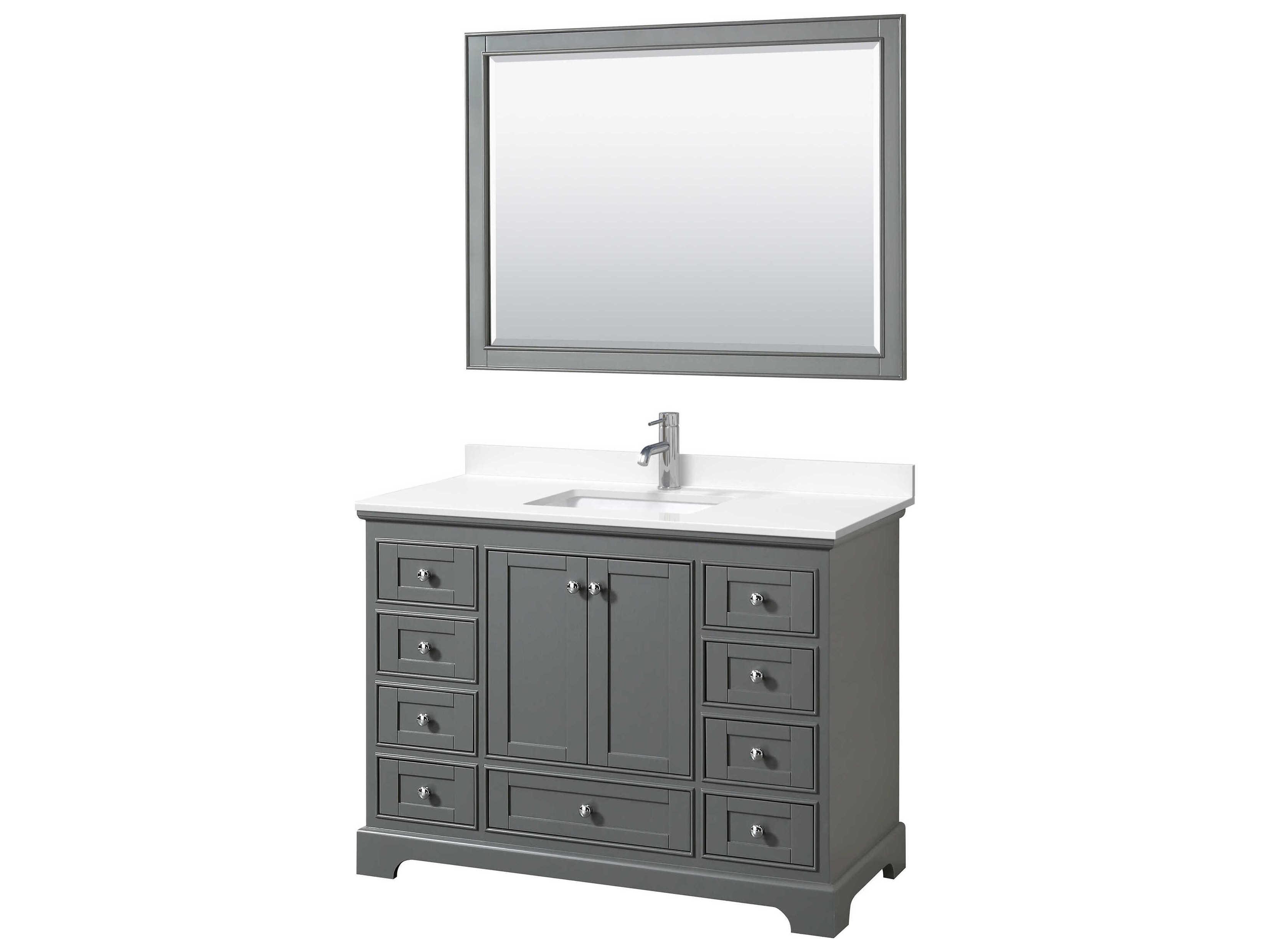 Wyndham Collection Deborah 48" Dark Gray Vanity with 46" Mirror