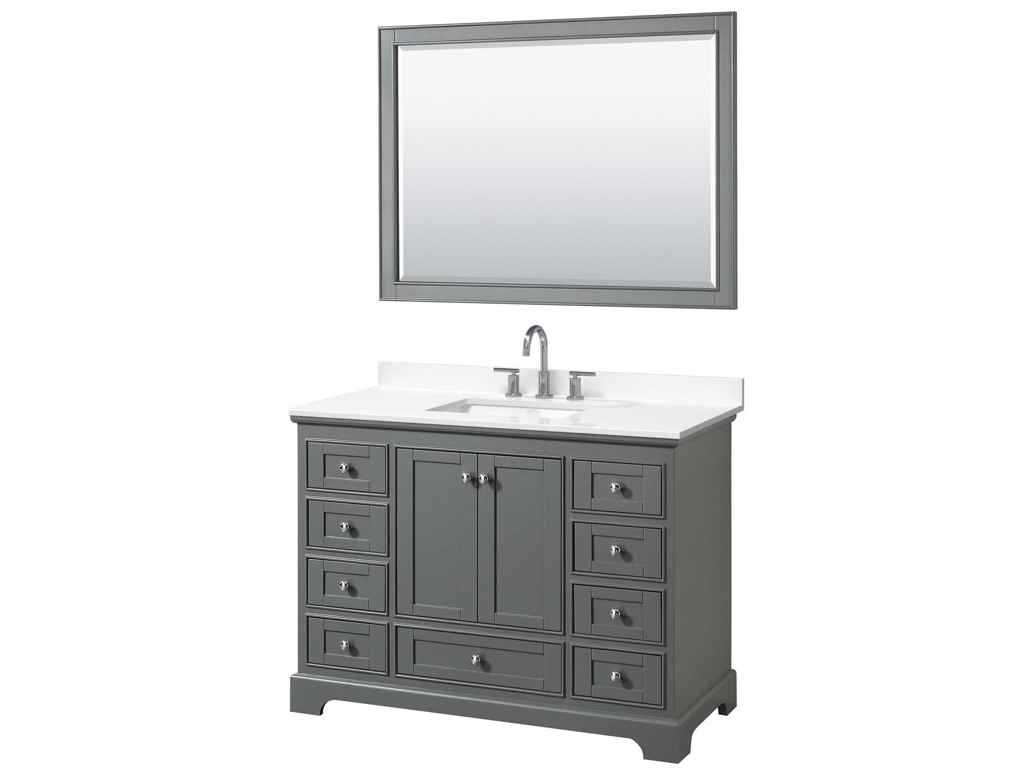 Wyndham Collection Deborah 48" Dark Gray Vanity with 46" Mirror