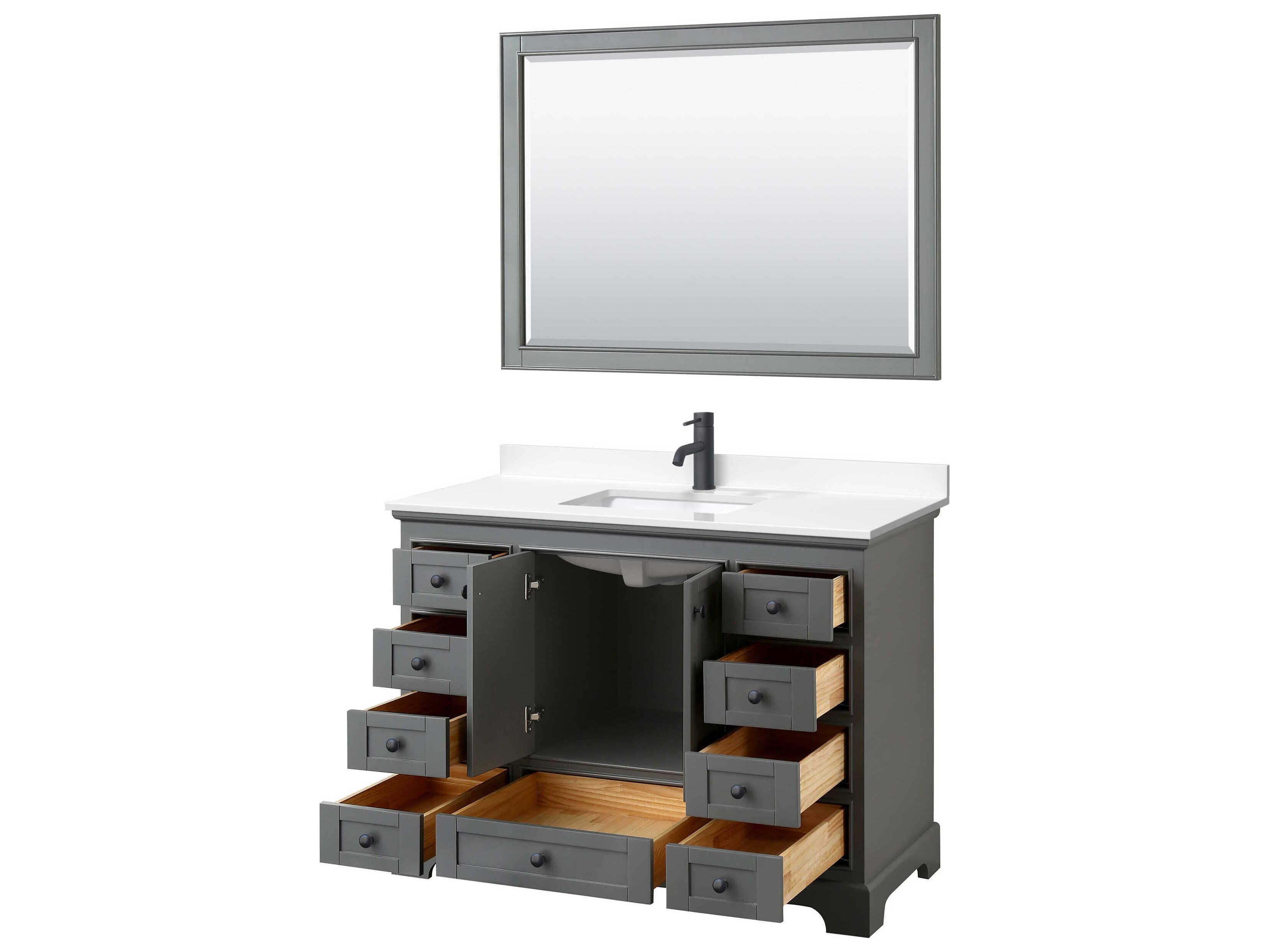 Wyndham Collection Deborah 48" Dark Gray Vanity with 46" Mirror