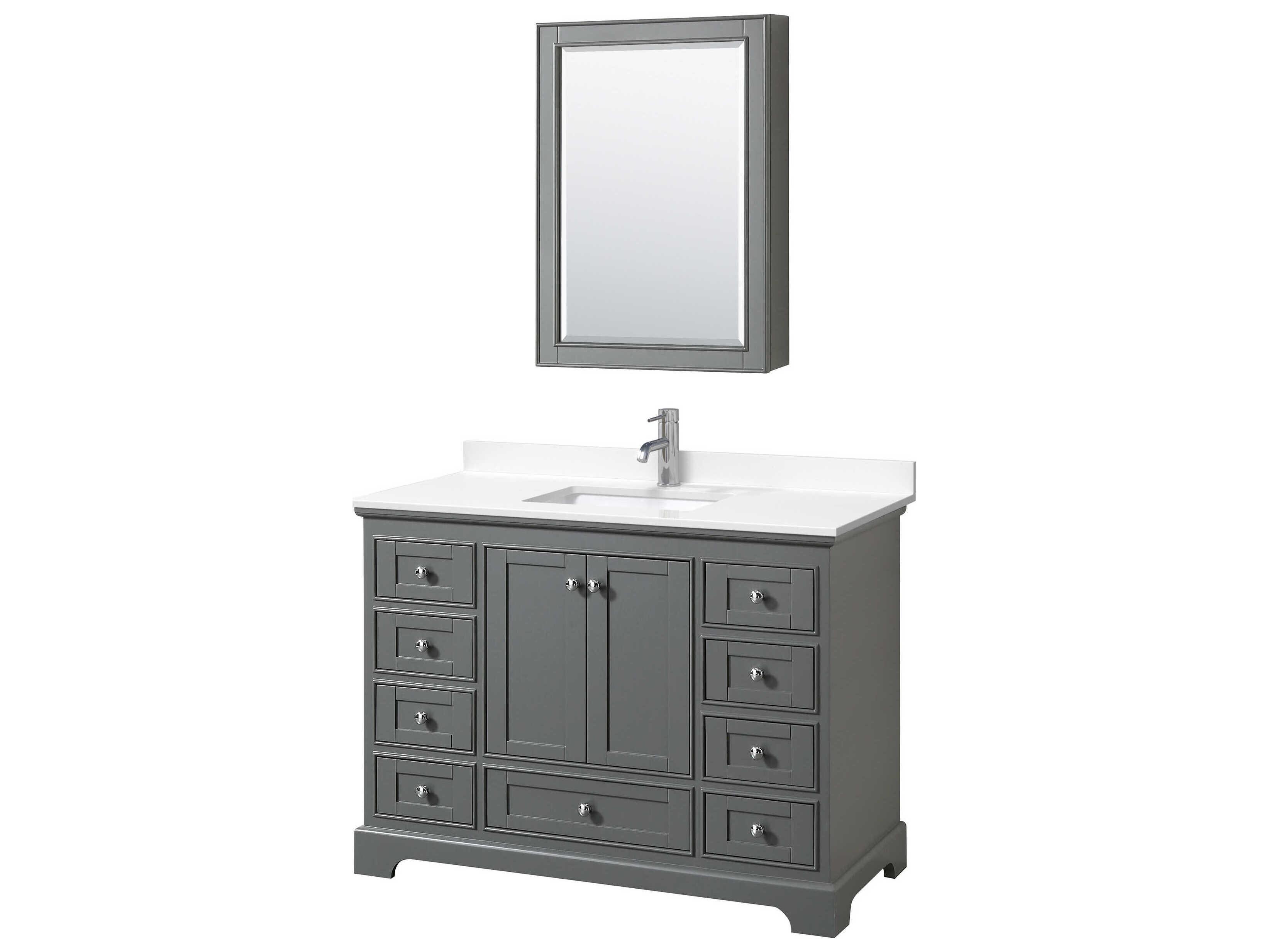 Wyndham Collection Deborah 48" Dark Gray Vanity with Medicine Cabinet