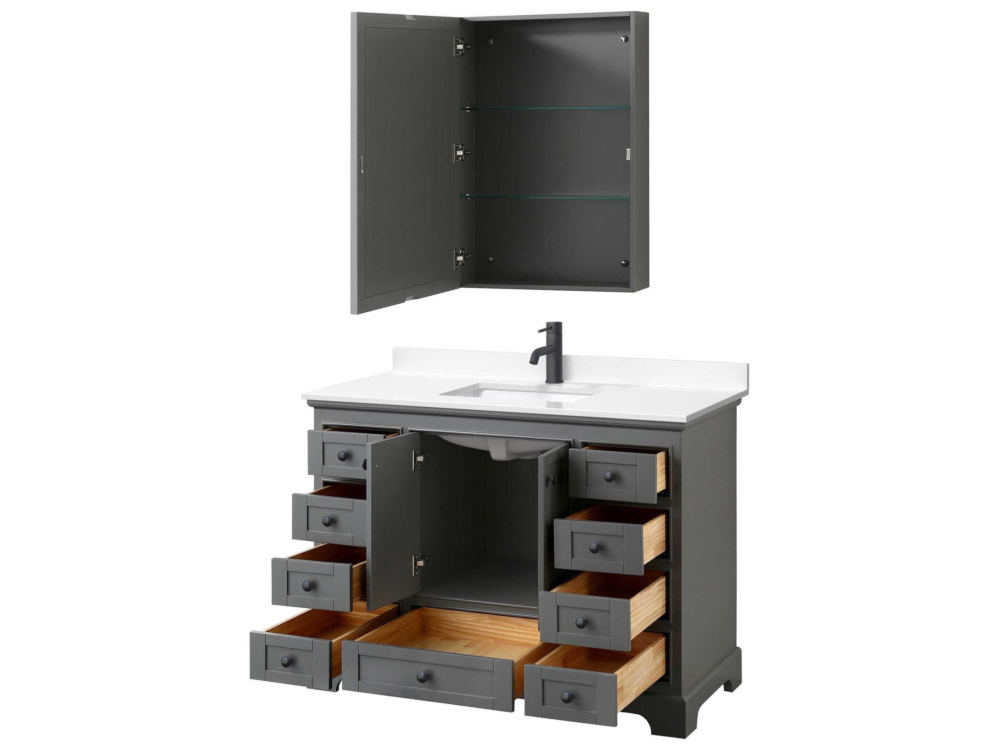 Wyndham Collection Deborah 48" Dark Gray Vanity with Medicine Cabinet