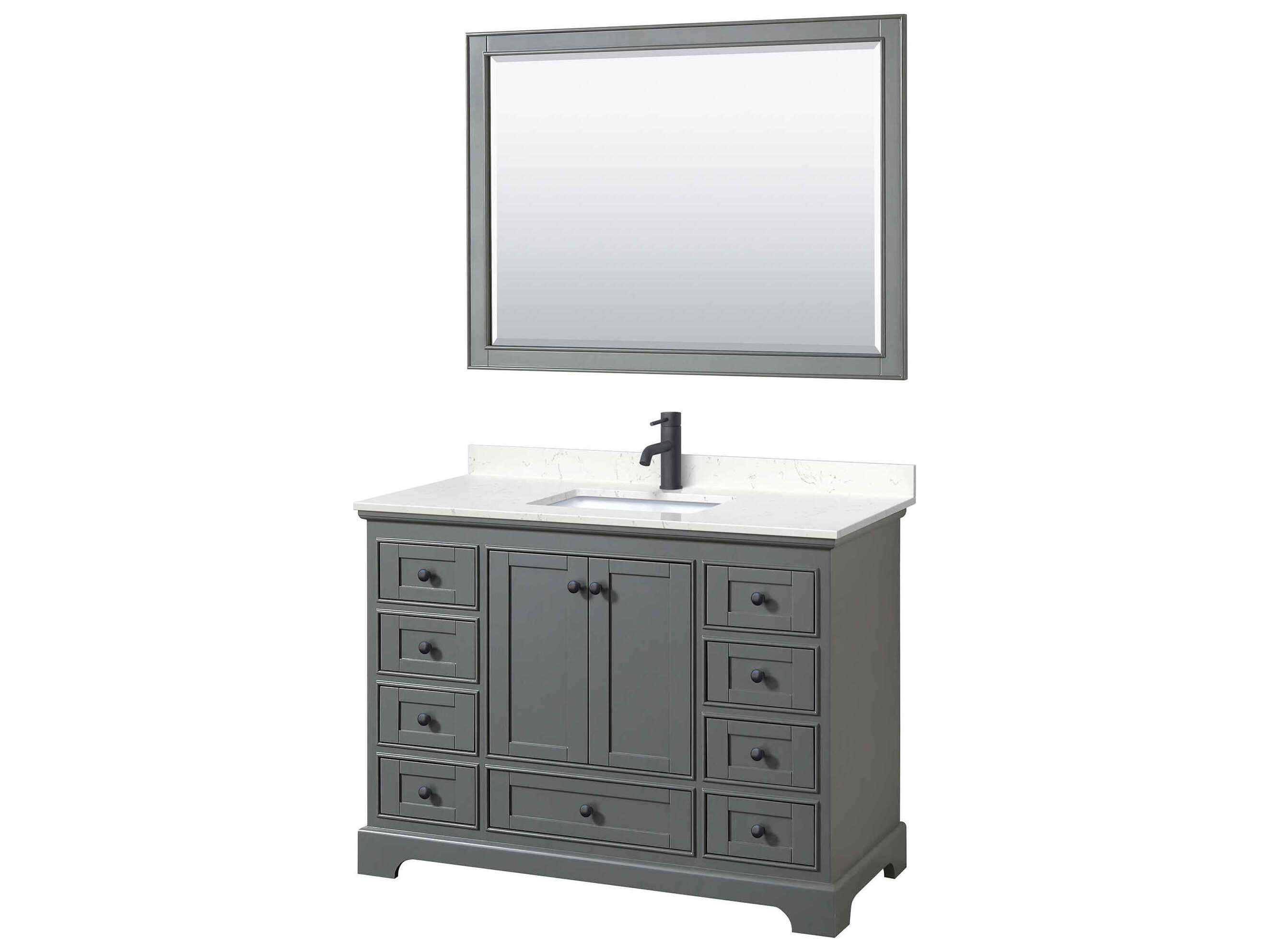 Wyndham Collection Deborah 48" Dark Gray Vanity with 46" Mirror