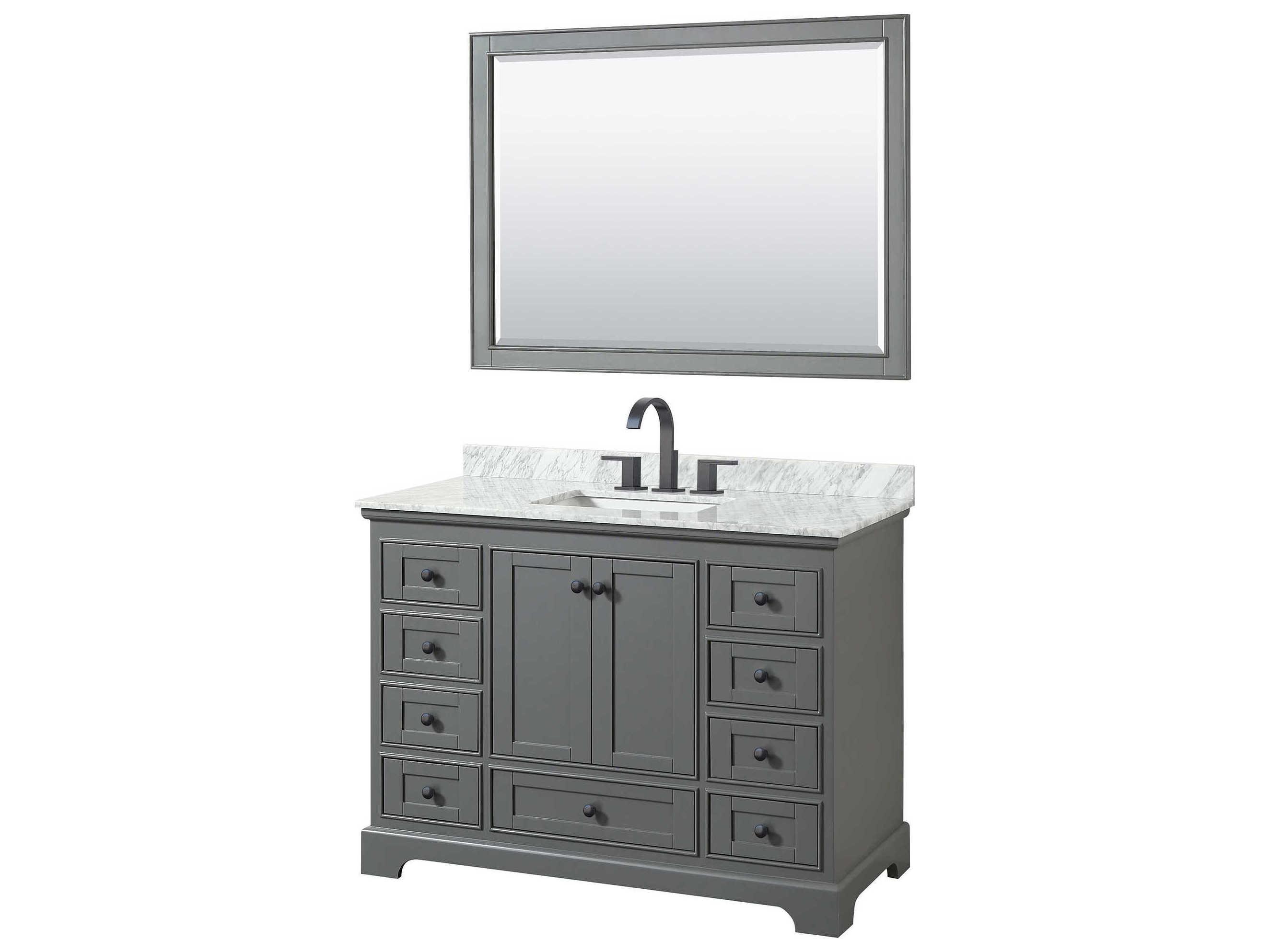 Wyndham Collection Deborah 48" Dark Gray Vanity with 46" Mirror