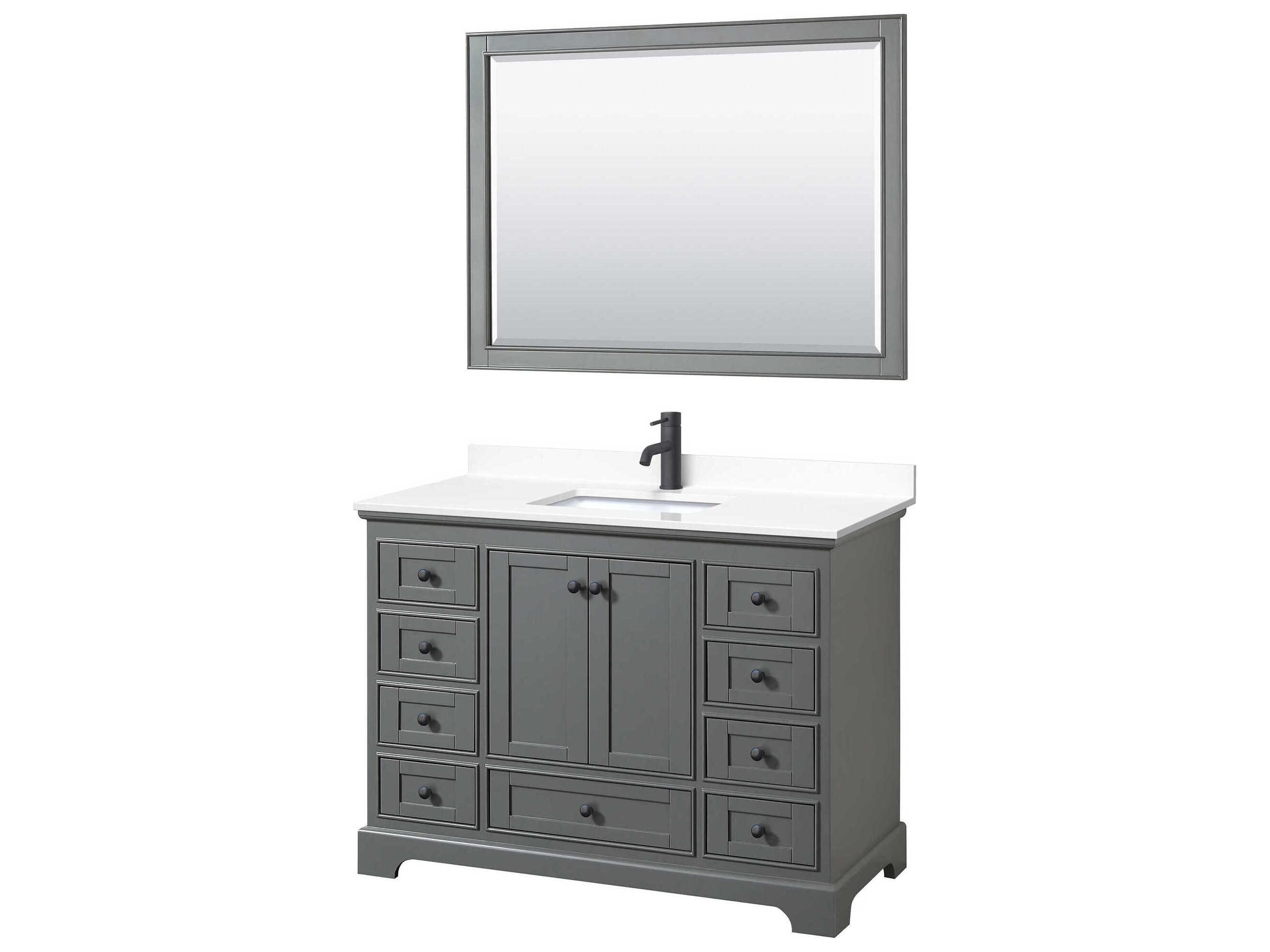Wyndham Collection Deborah 48" Dark Gray Vanity with 46" Mirror