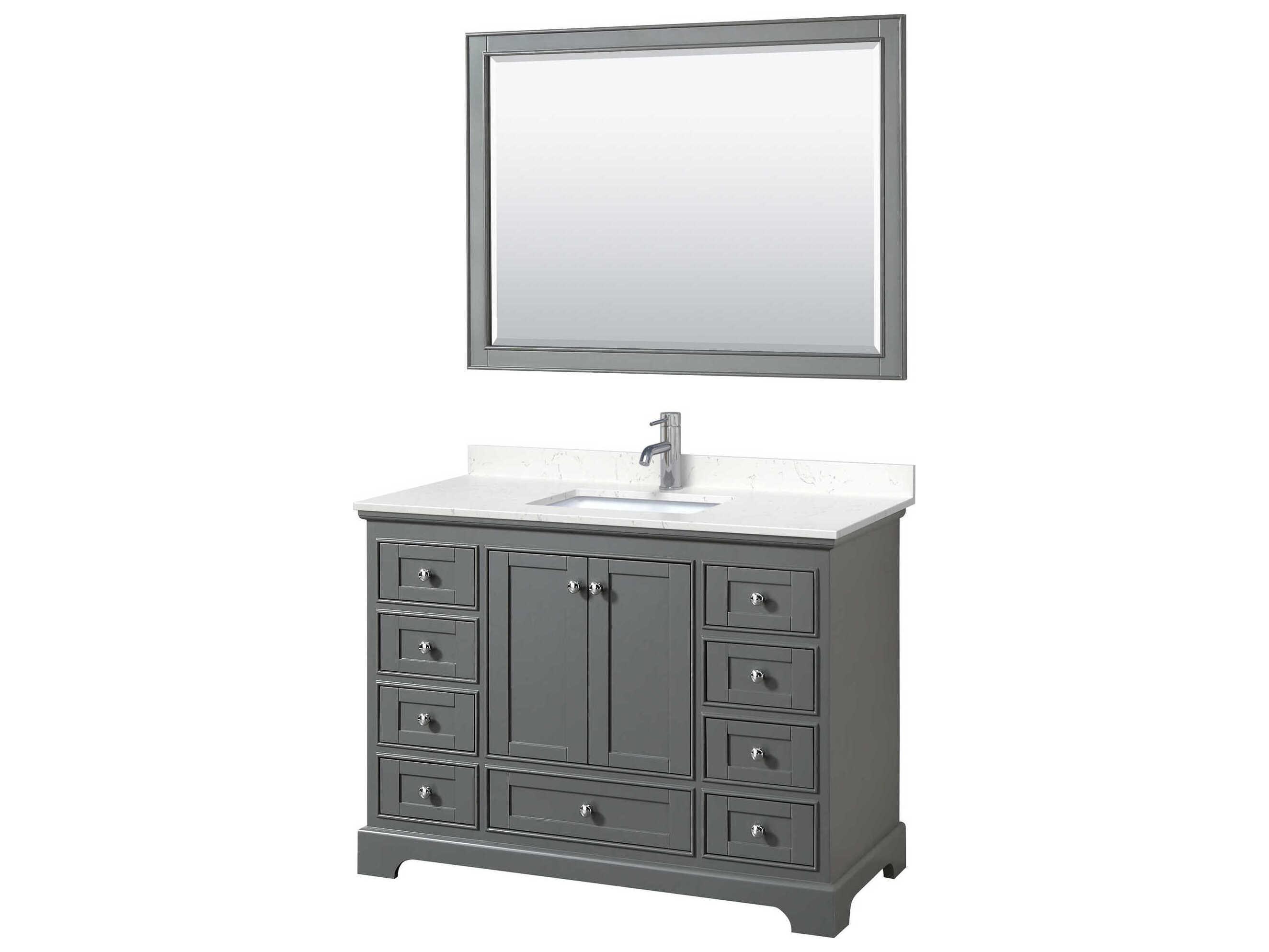 Wyndham Collection Deborah 48" Dark Gray Vanity with 46" Mirror