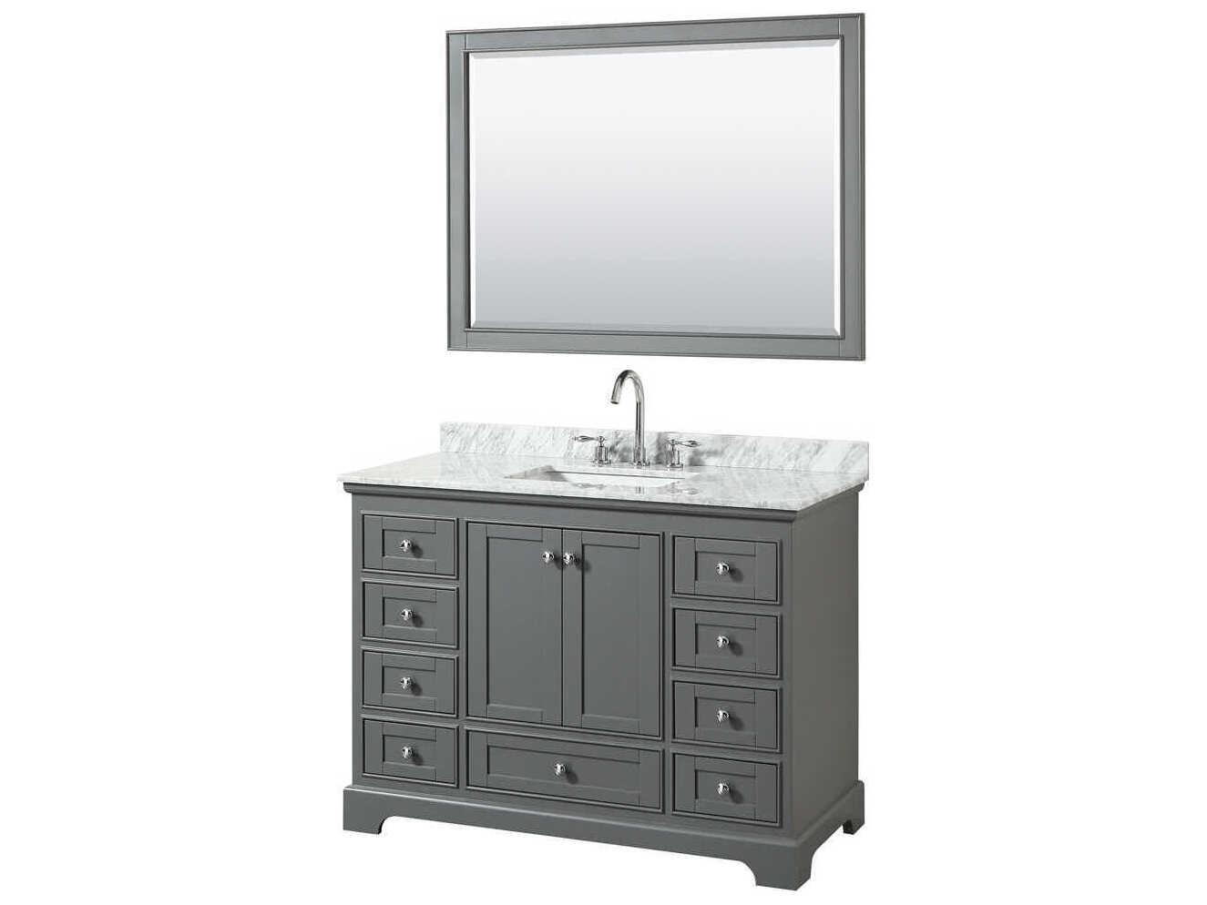 Wyndham Collection Deborah 48" Dark Gray Vanity with 46" Mirror