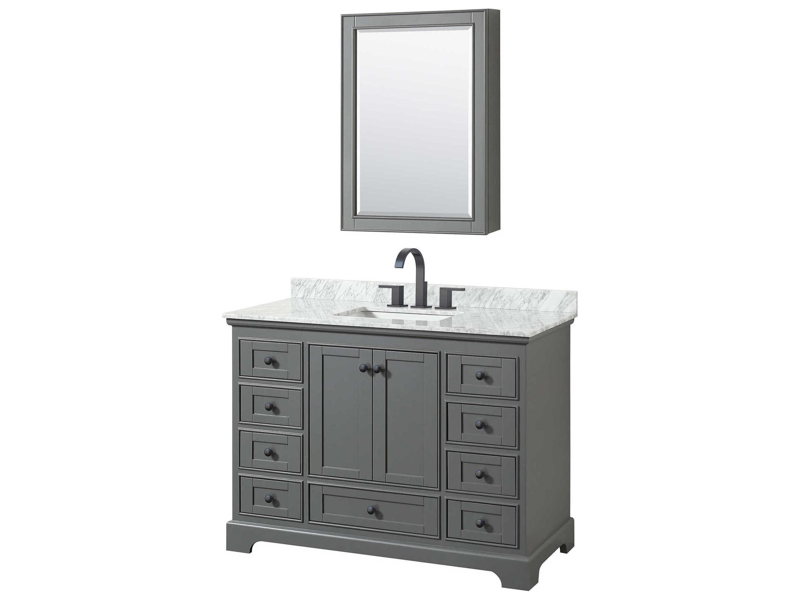 Wyndham Collection Deborah 48" Dark Gray Vanity with Medicine Cabinet