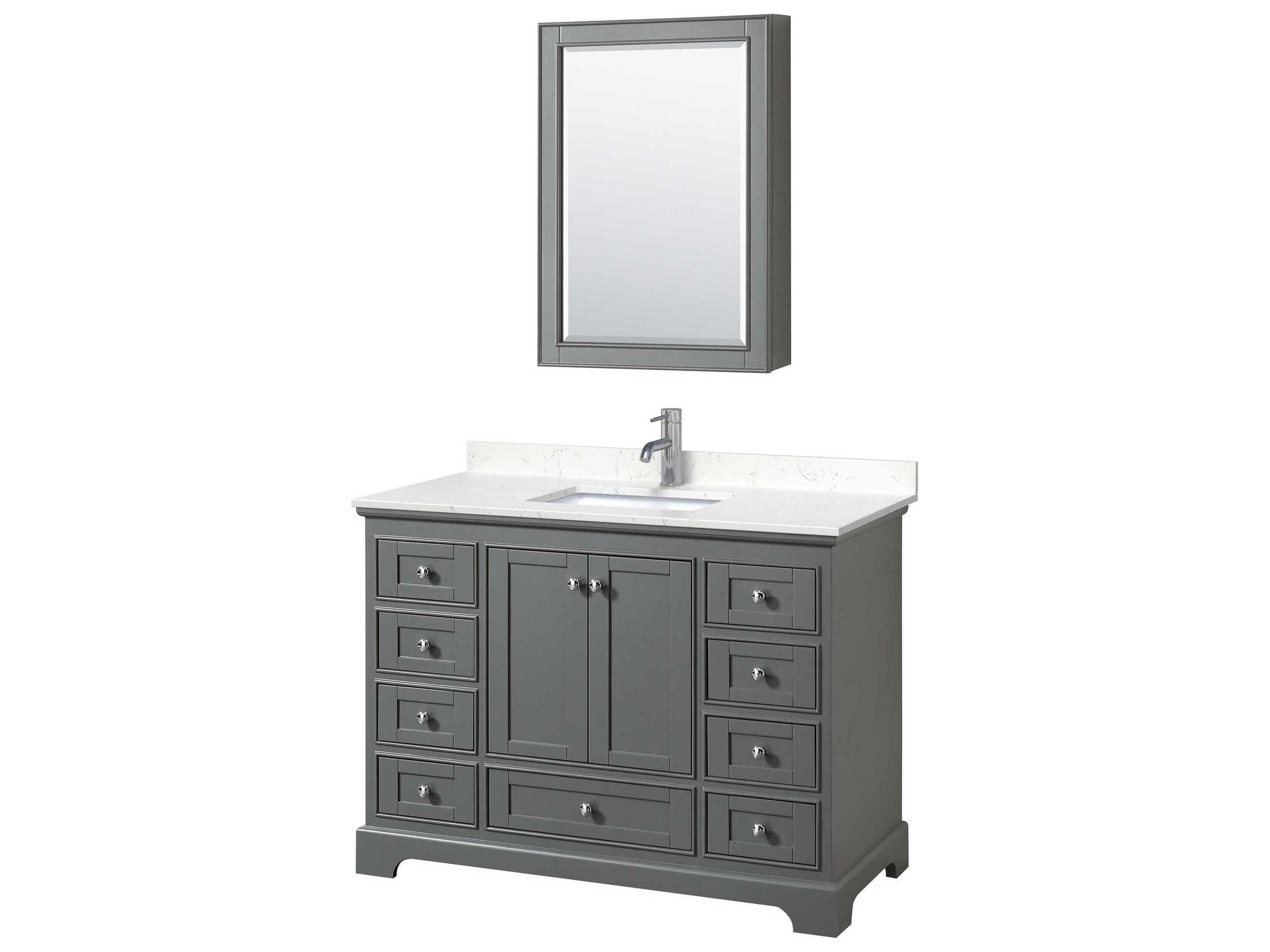 Wyndham Collection Deborah 48" Dark Gray Vanity with Medicine Cabinet