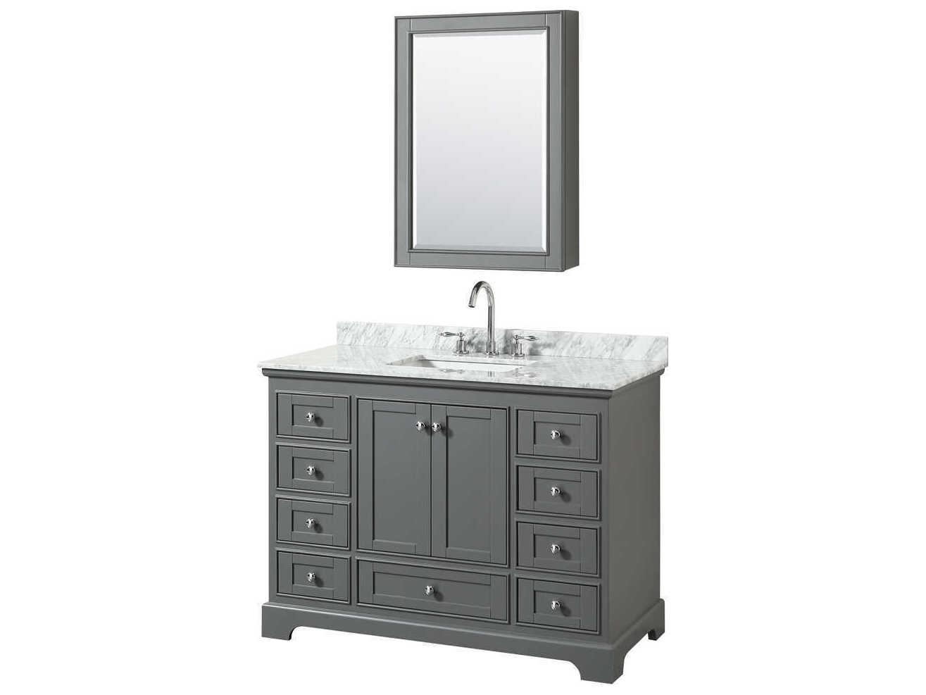 Wyndham Collection Deborah 48" Dark Gray Vanity with Medicine Cabinet