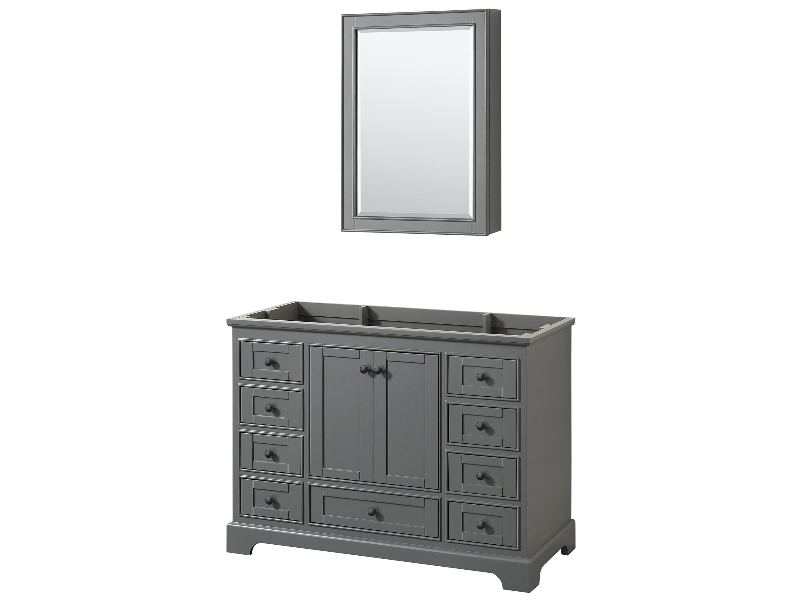 Wyndham Collection Deborah 47" Dark Gray Vanity with Medicine Cabinet