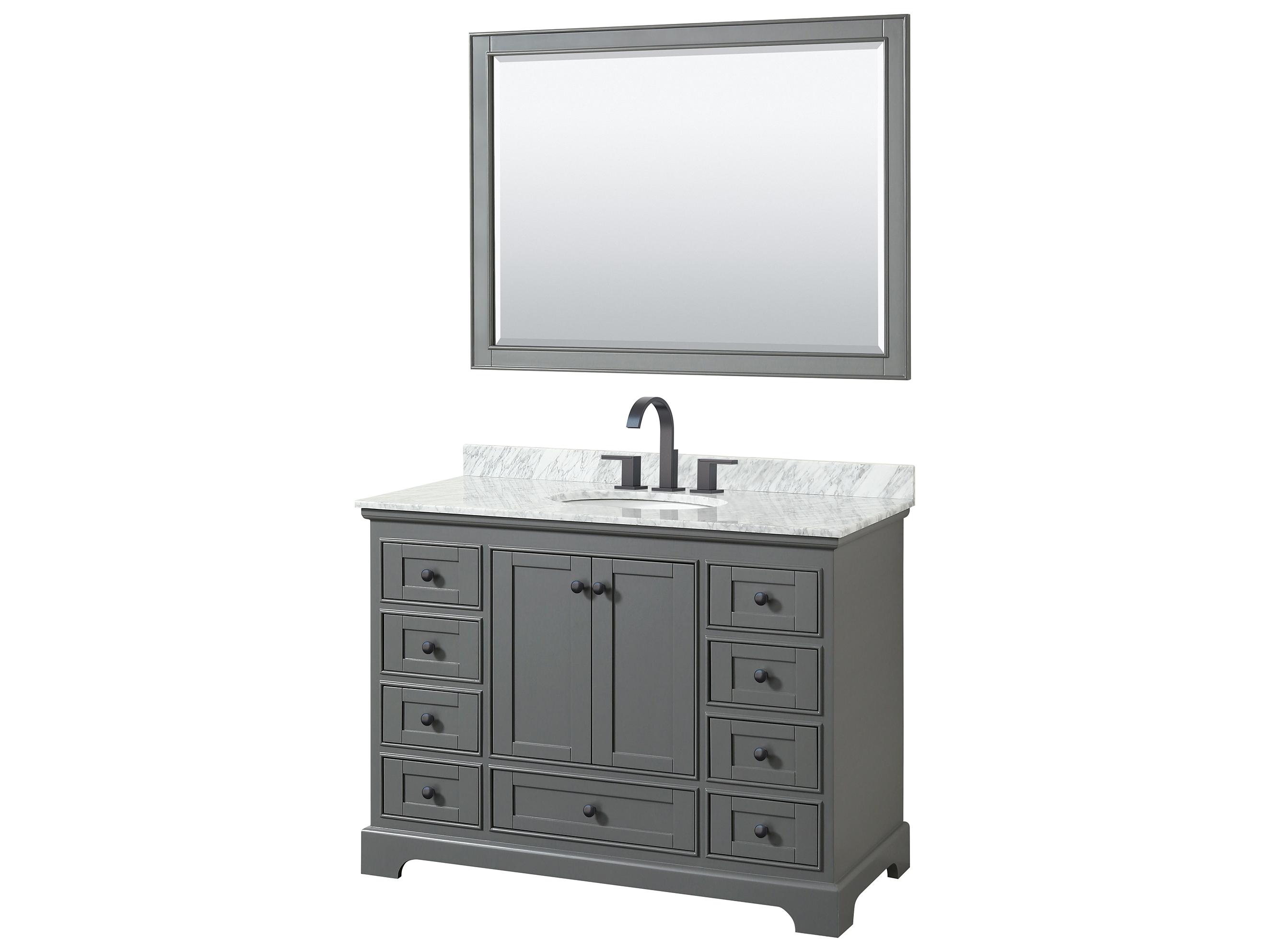 Wyndham Collection Deborah 48" Dark Gray Vanity with 46" Mirror