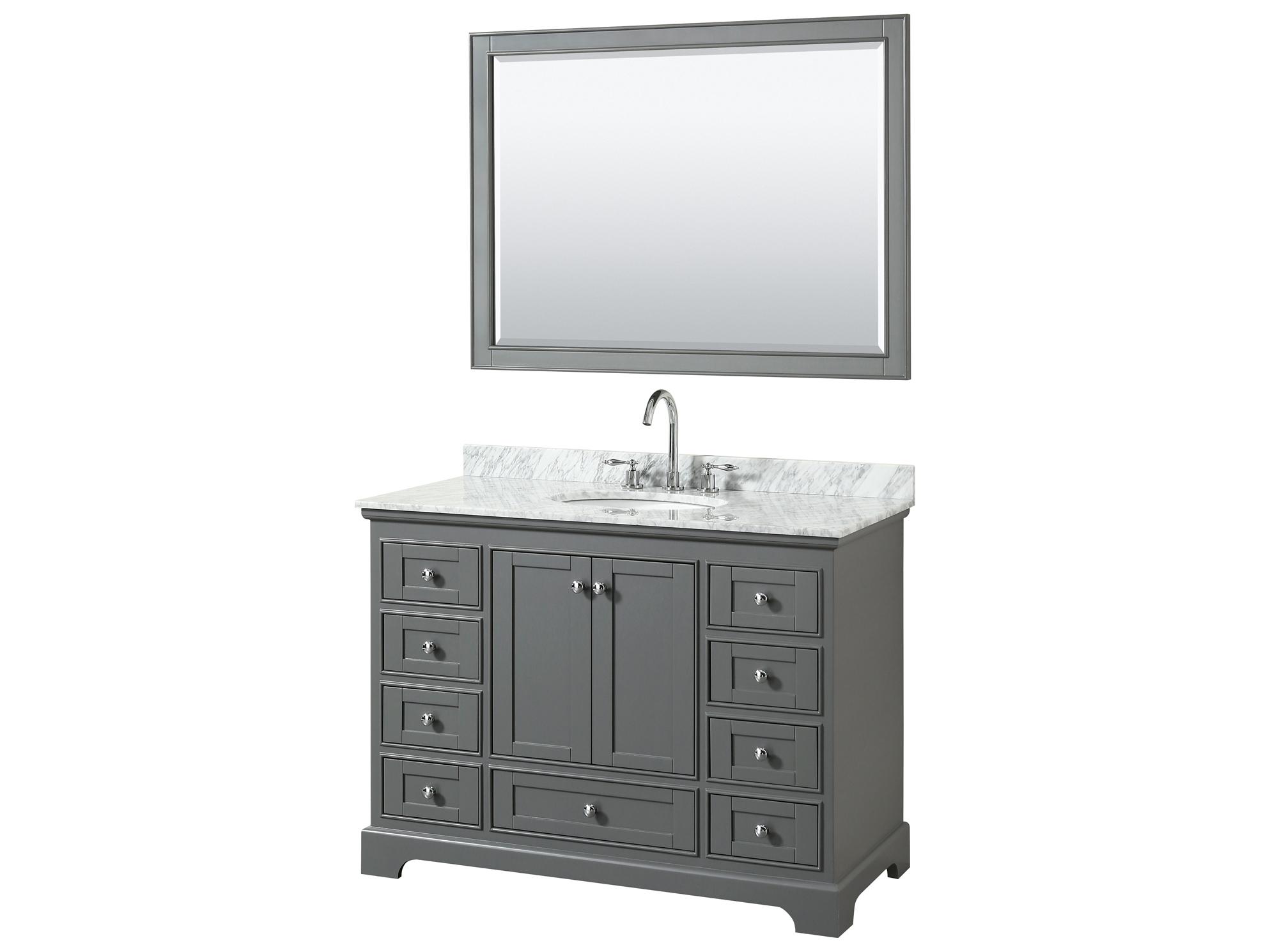 Wyndham Collection Deborah 48" Dark Gray Vanity with 46" Mirror