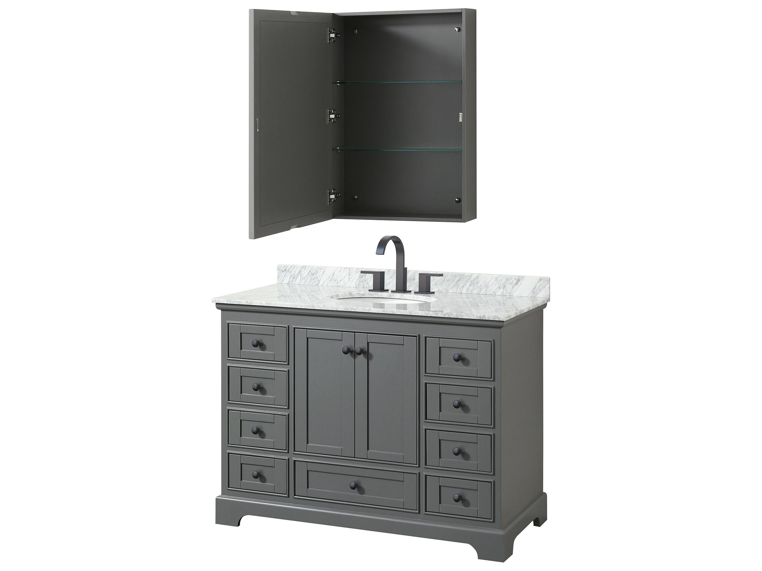 Wyndham Collection Deborah 48" Dark Gray Vanity with Medicine Cabinet