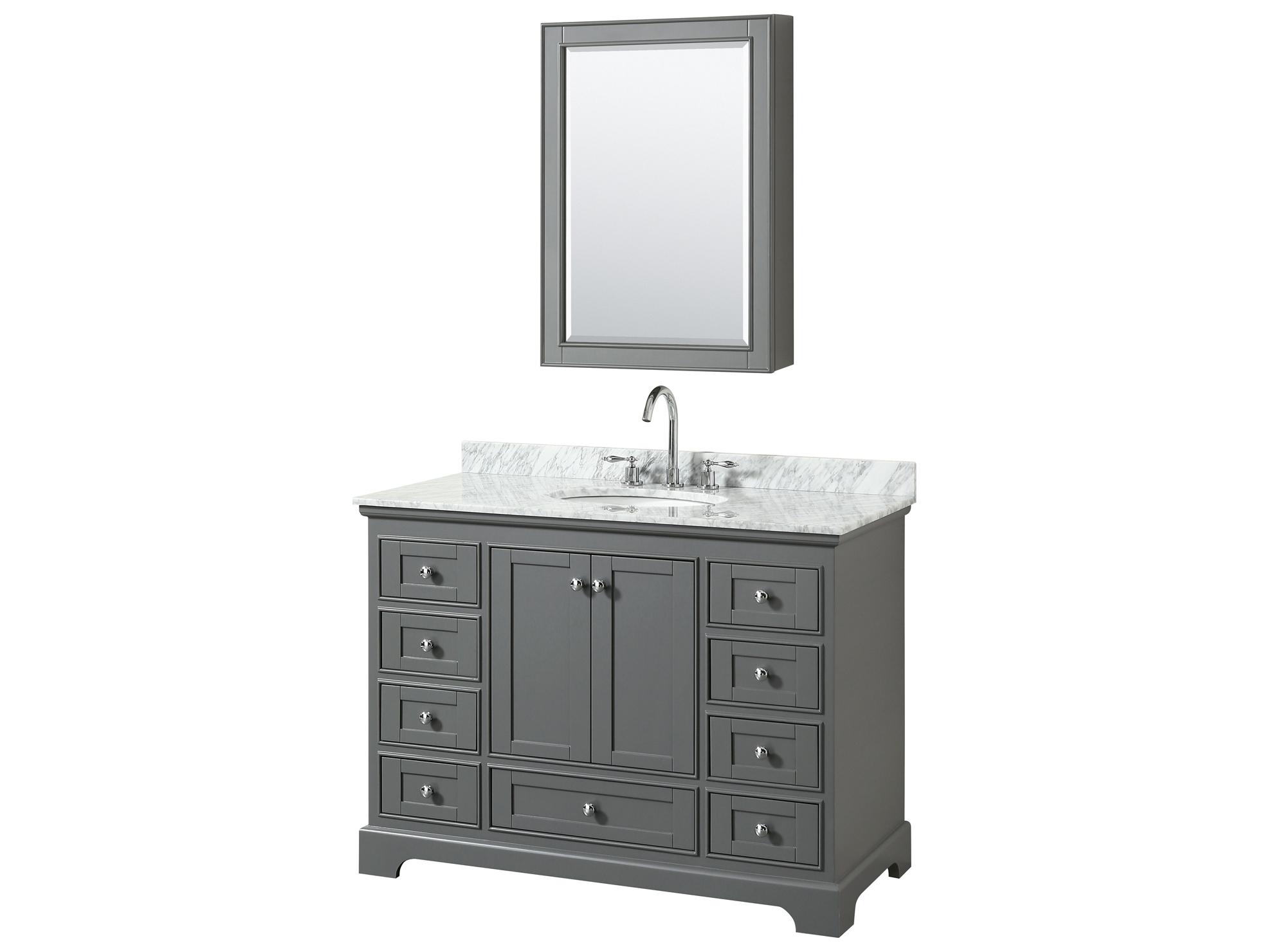 Wyndham Collection Deborah 48" Dark Gray Vanity with Medicine Cabinet