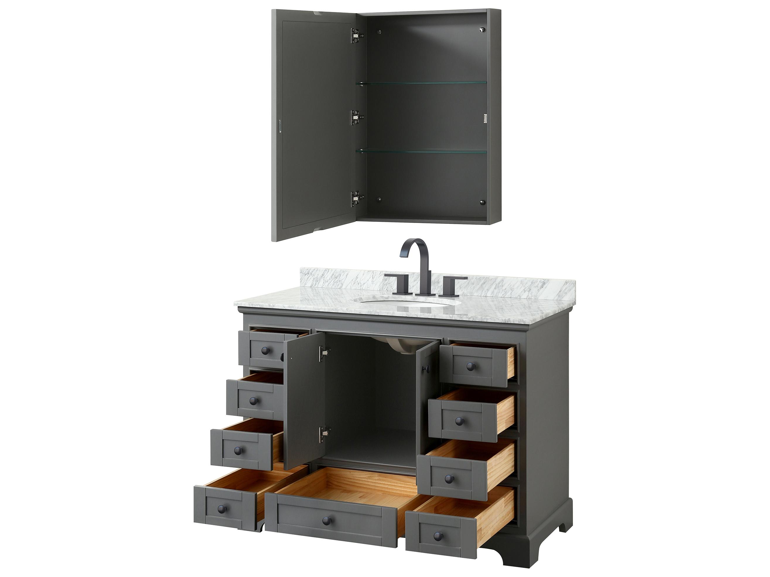 Wyndham Collection Deborah 48" Dark Gray Vanity with Medicine Cabinet