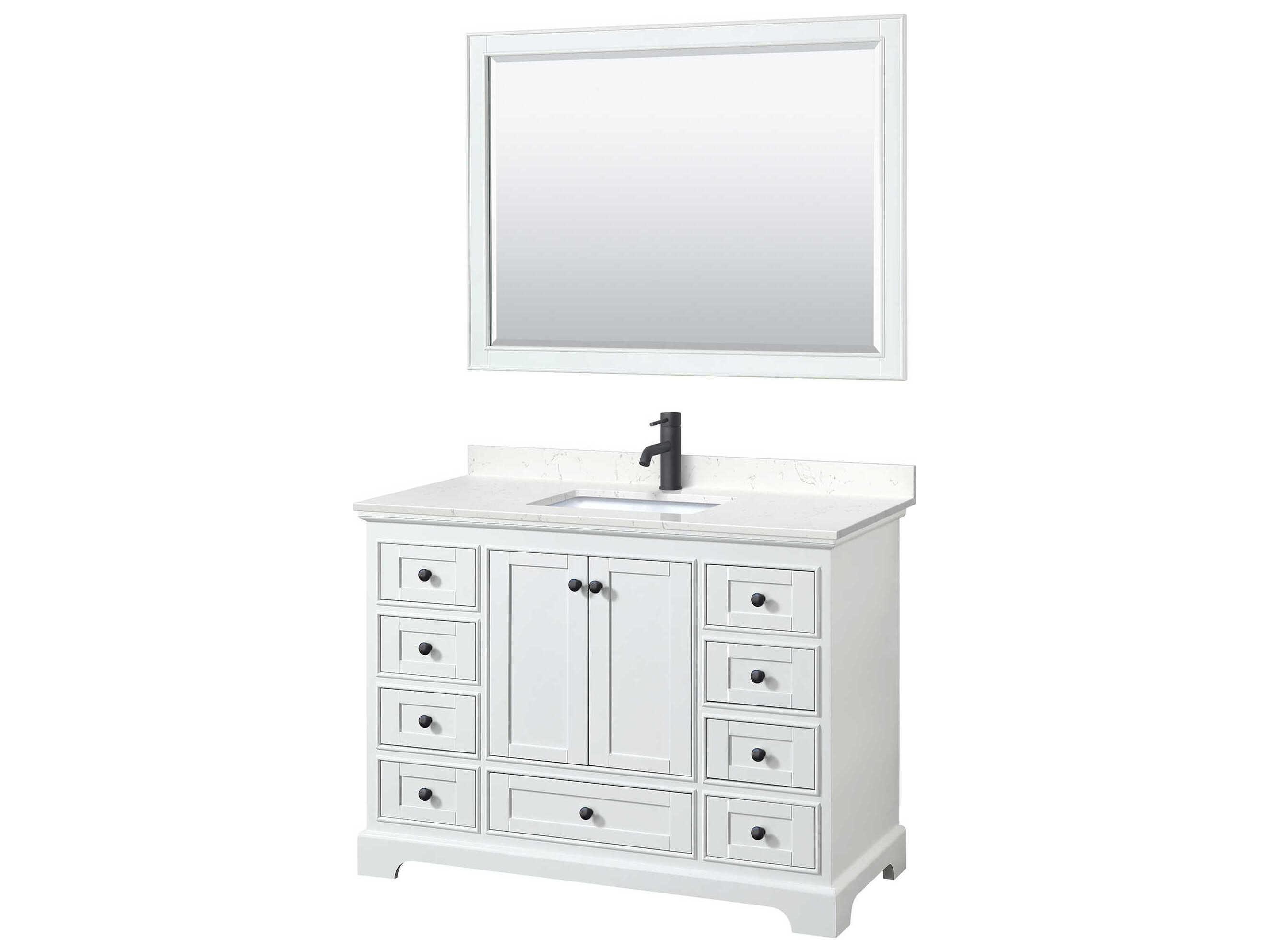 Wyndham Collection Deborah 48" White Vanity with 46" Mirror