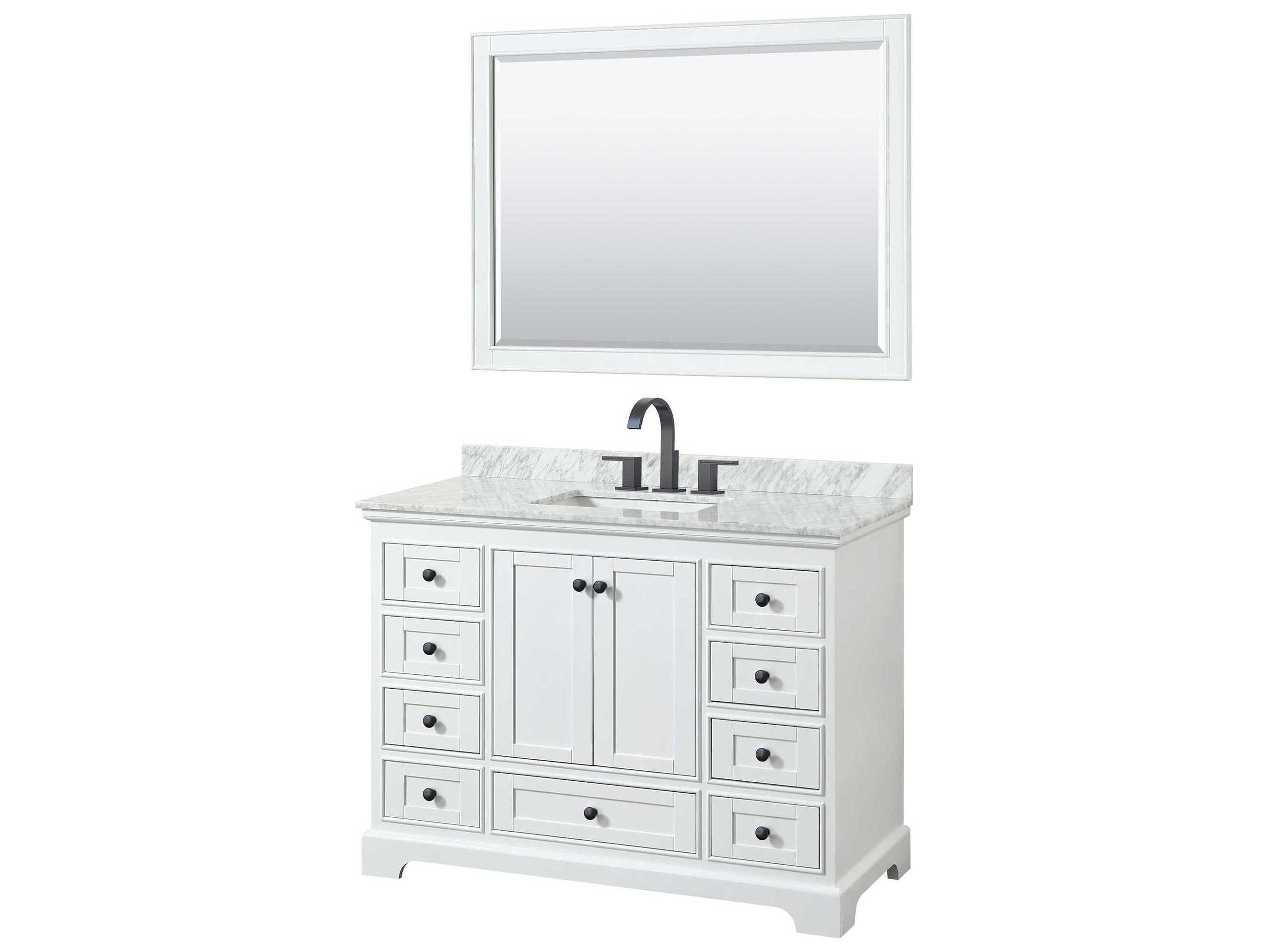 Wyndham Collection Deborah 48" White Vanity with 46" Mirror